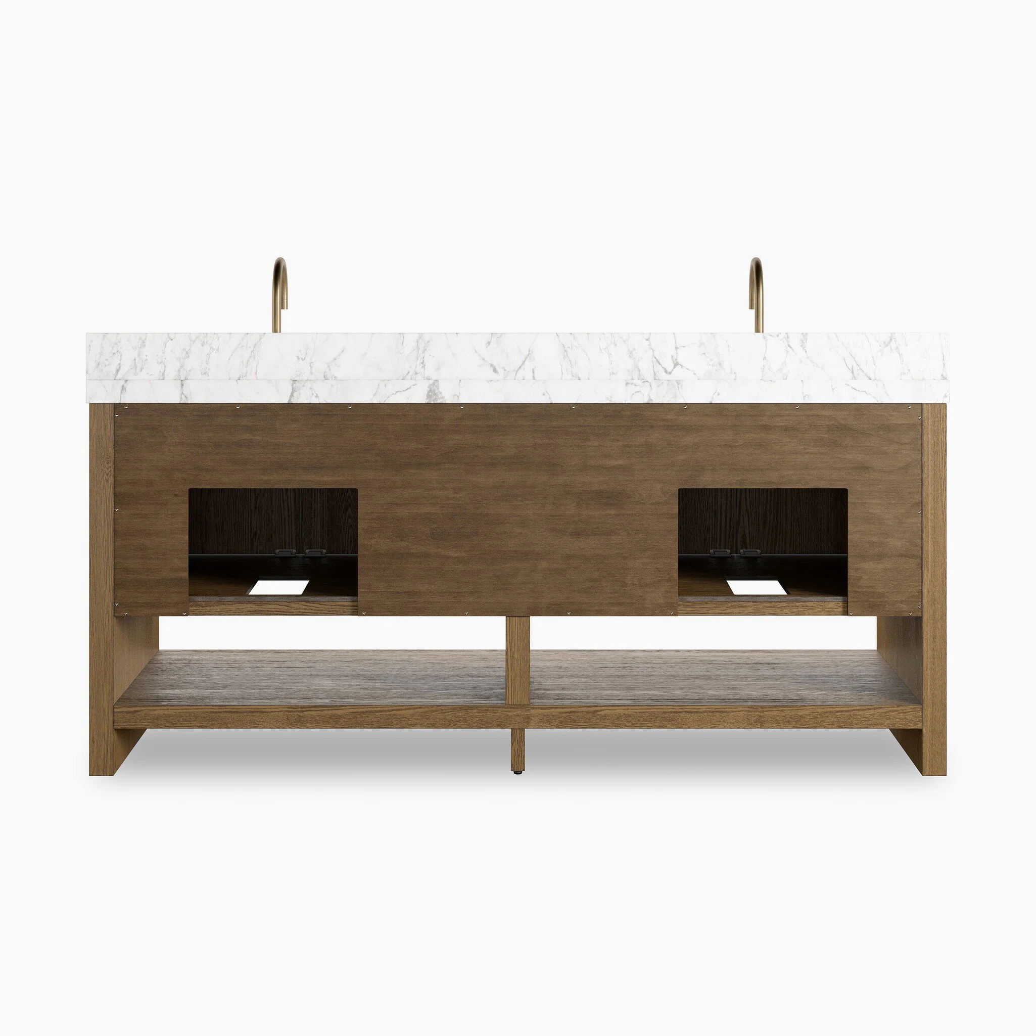 Maxine 72" Double Vanity in Washed Natural Veneer with Carrara Marble Top - Image 6
