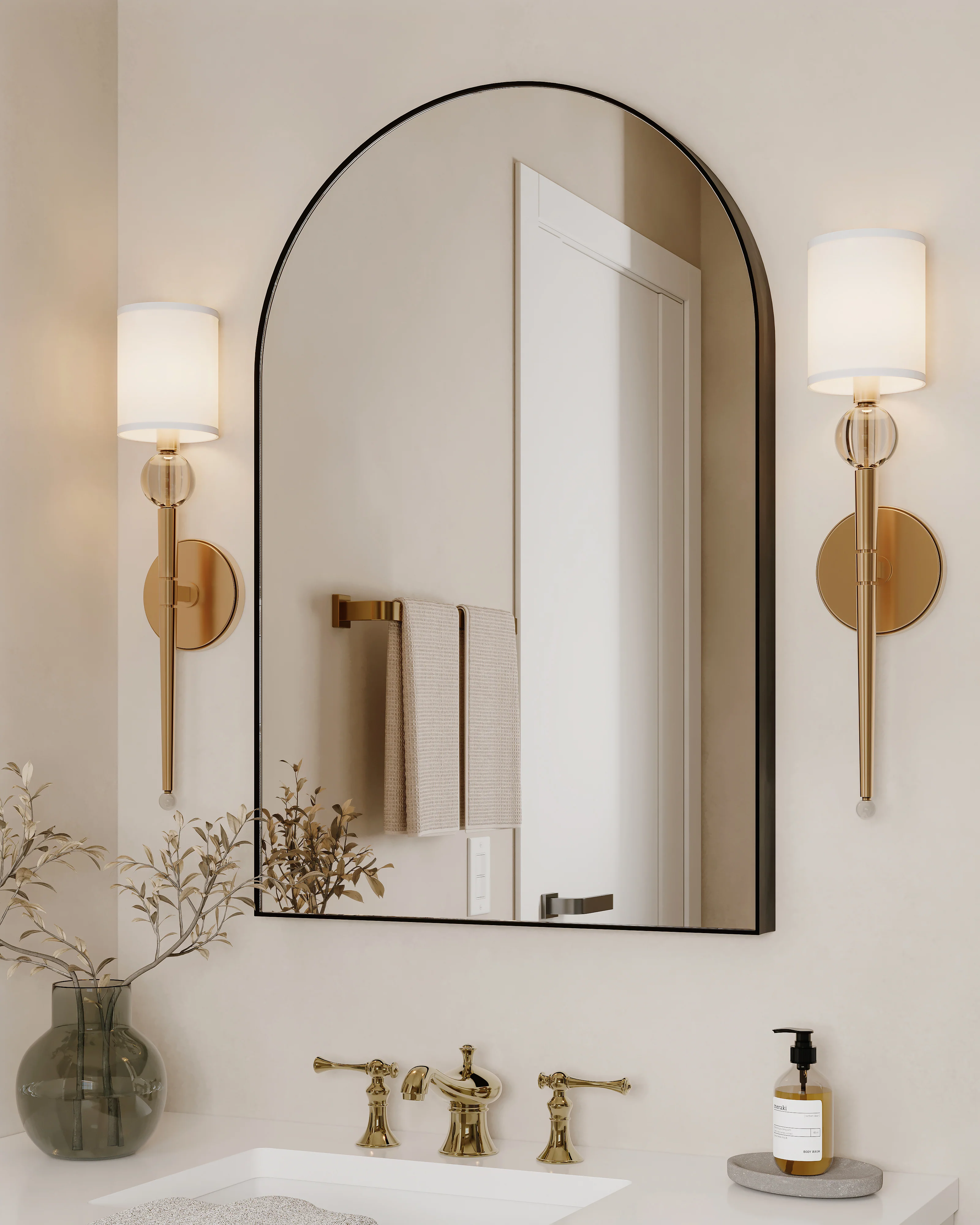 Mickelson 1-Light Wall Sconce in Aged Brass - Image 2