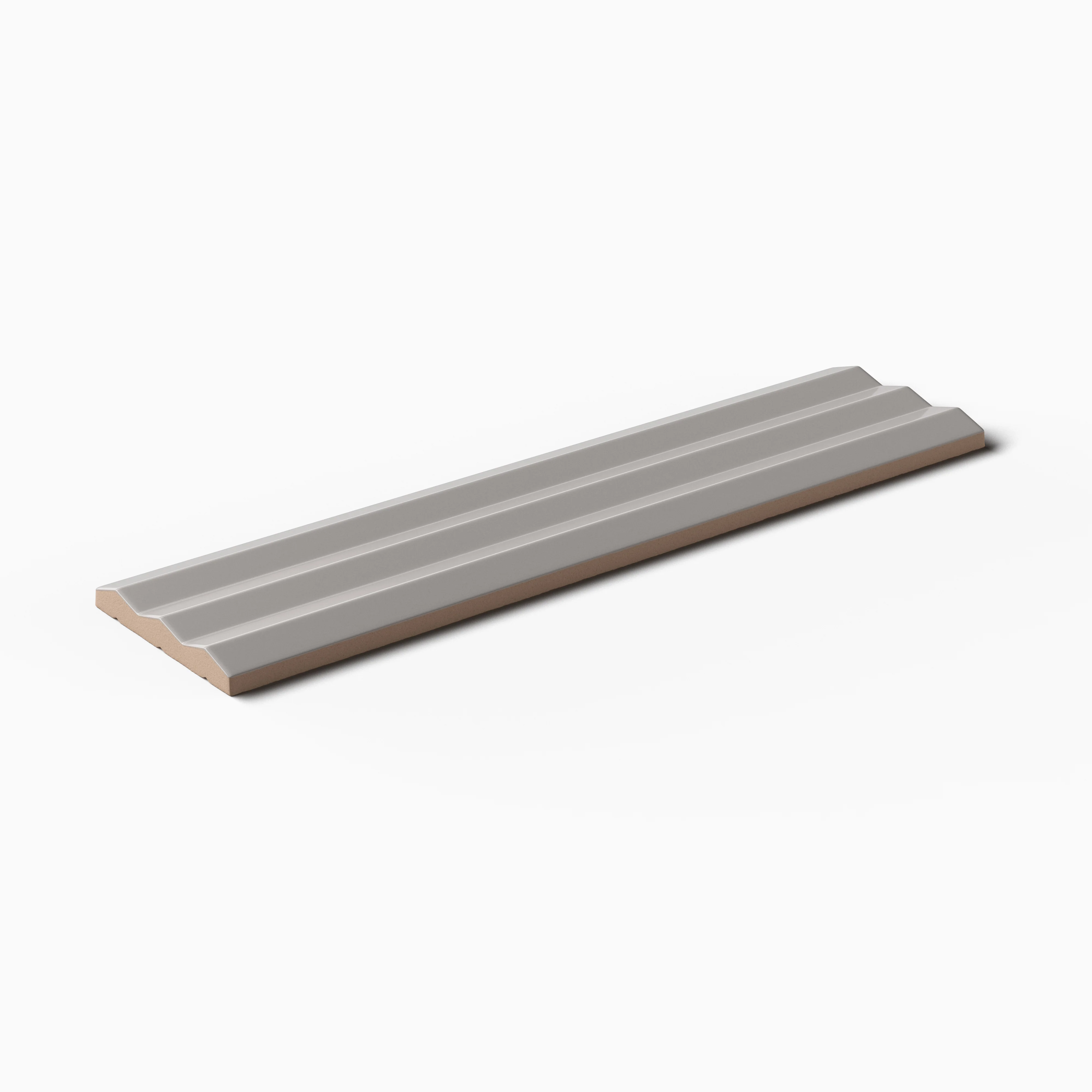 Mika 2.5x10 Glossy Ceramic Beveled Tile in Ash - Image 3