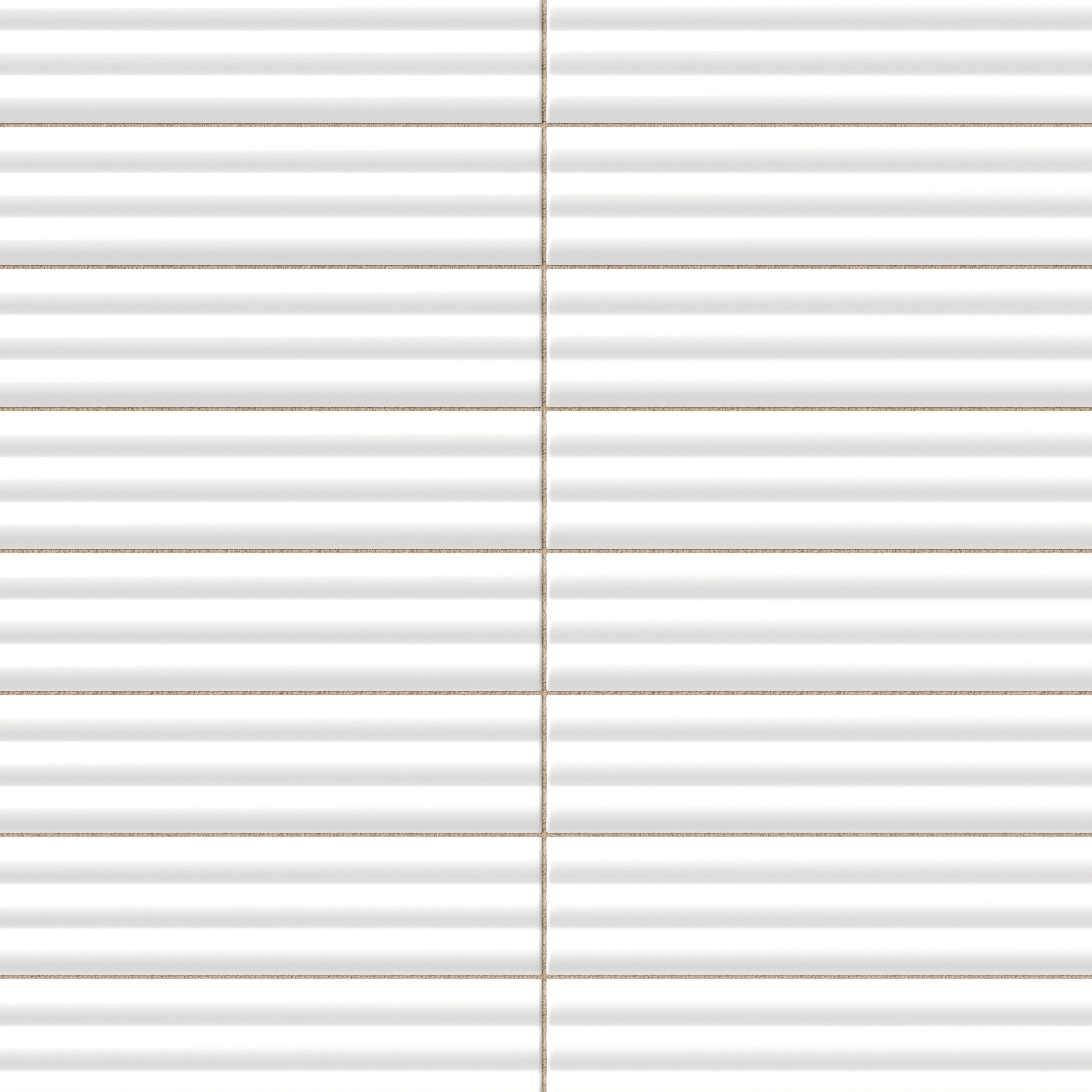 Mika 2.5x10 Matte Ceramic Reeded Tile in Chalk