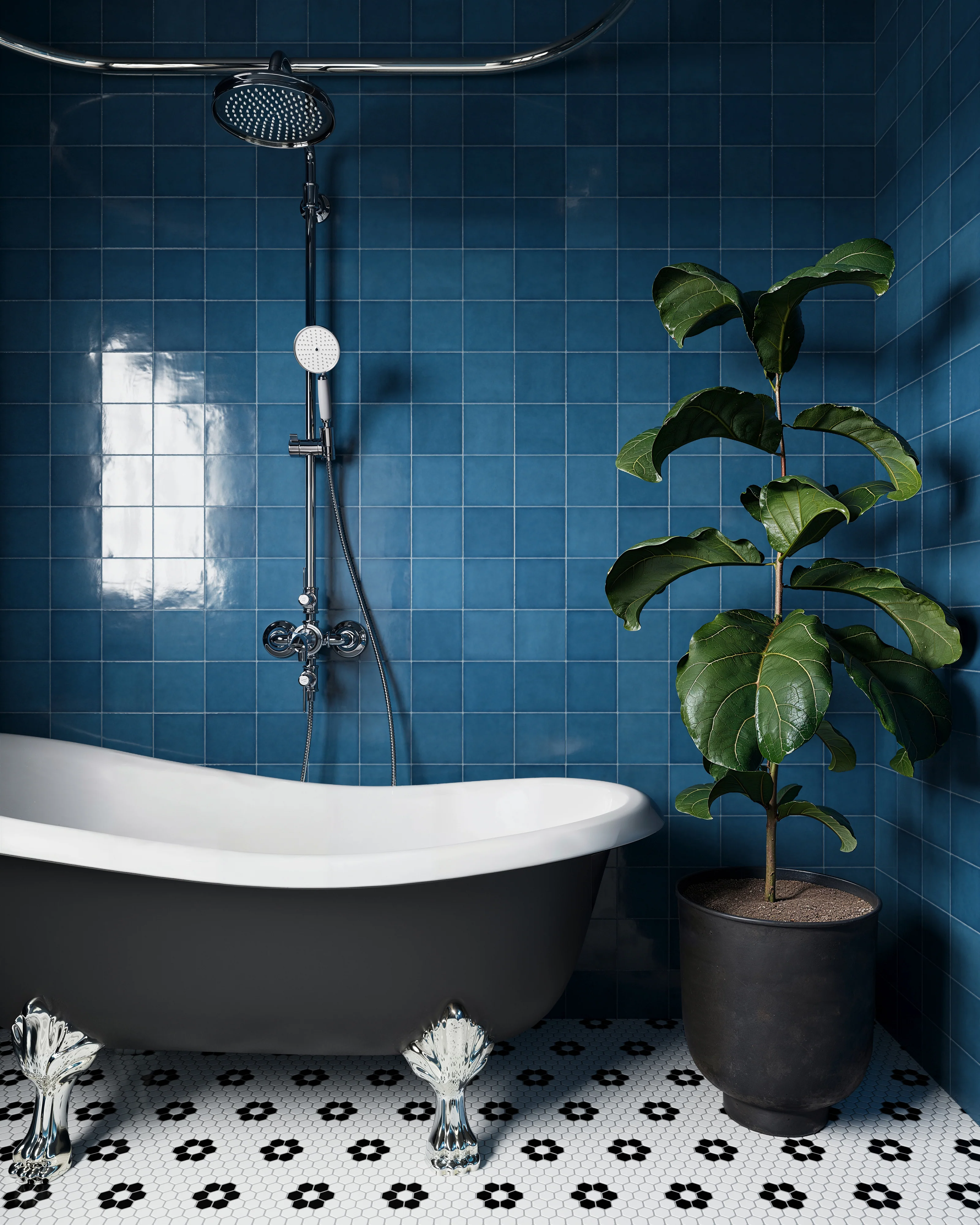 Mikayla 5x5 Glossy Ceramic Tile in Cerulean - Image 10