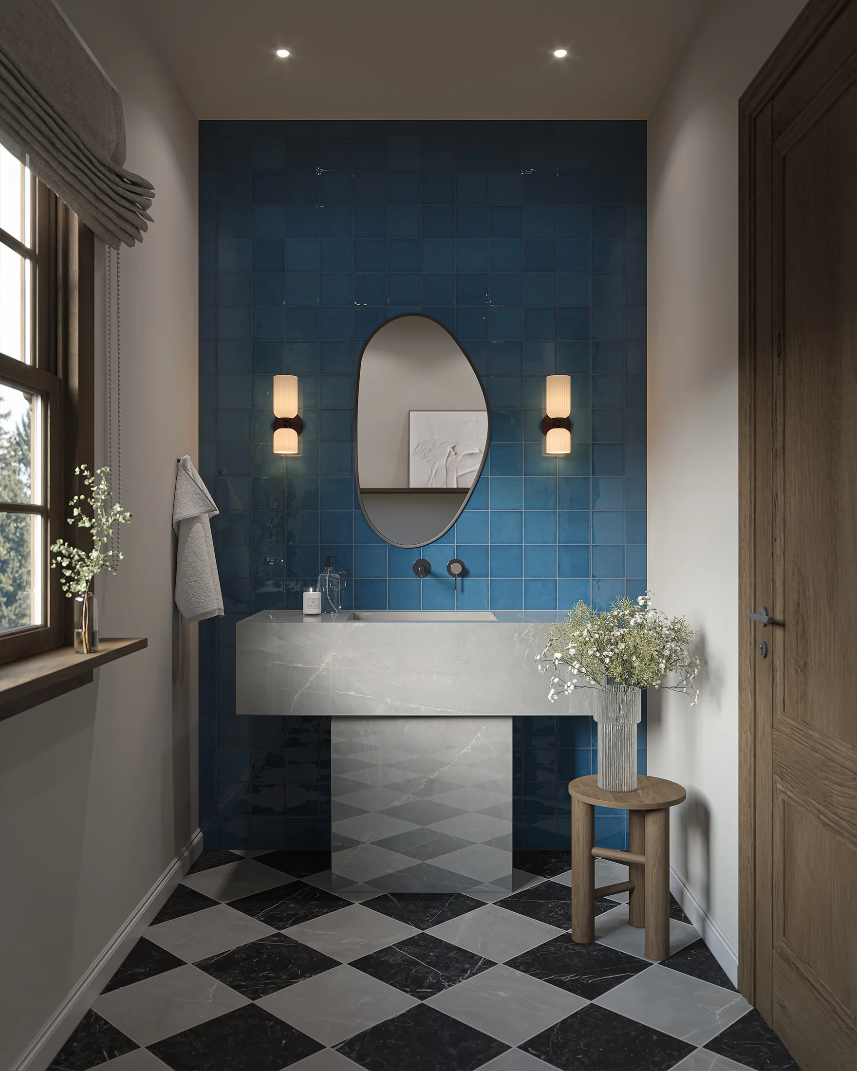 Mikayla 5x5 Glossy Ceramic Tile in Cerulean - Image 14