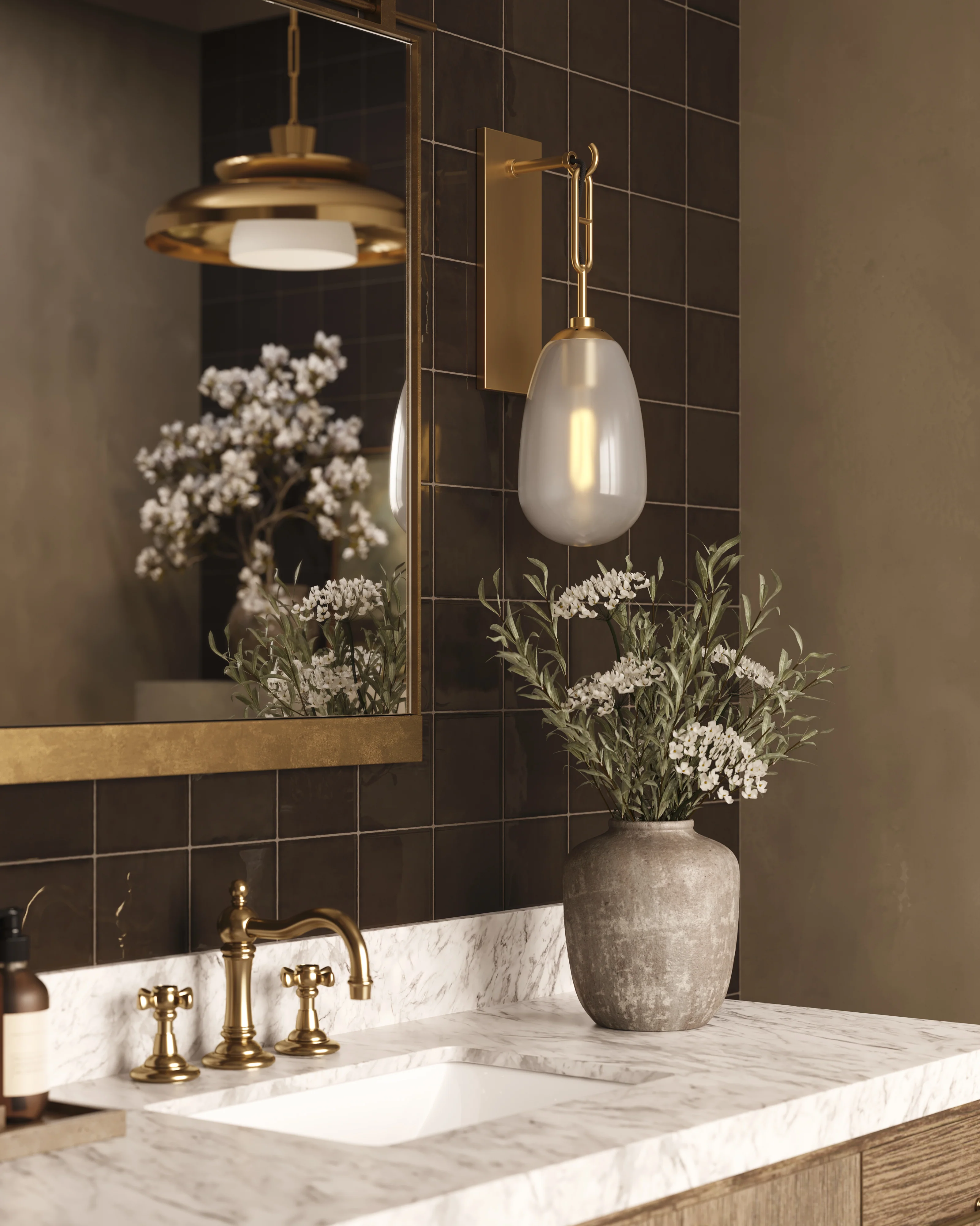 Mikayla 5x5 Glossy Ceramic Tile in Espresso - Image 16