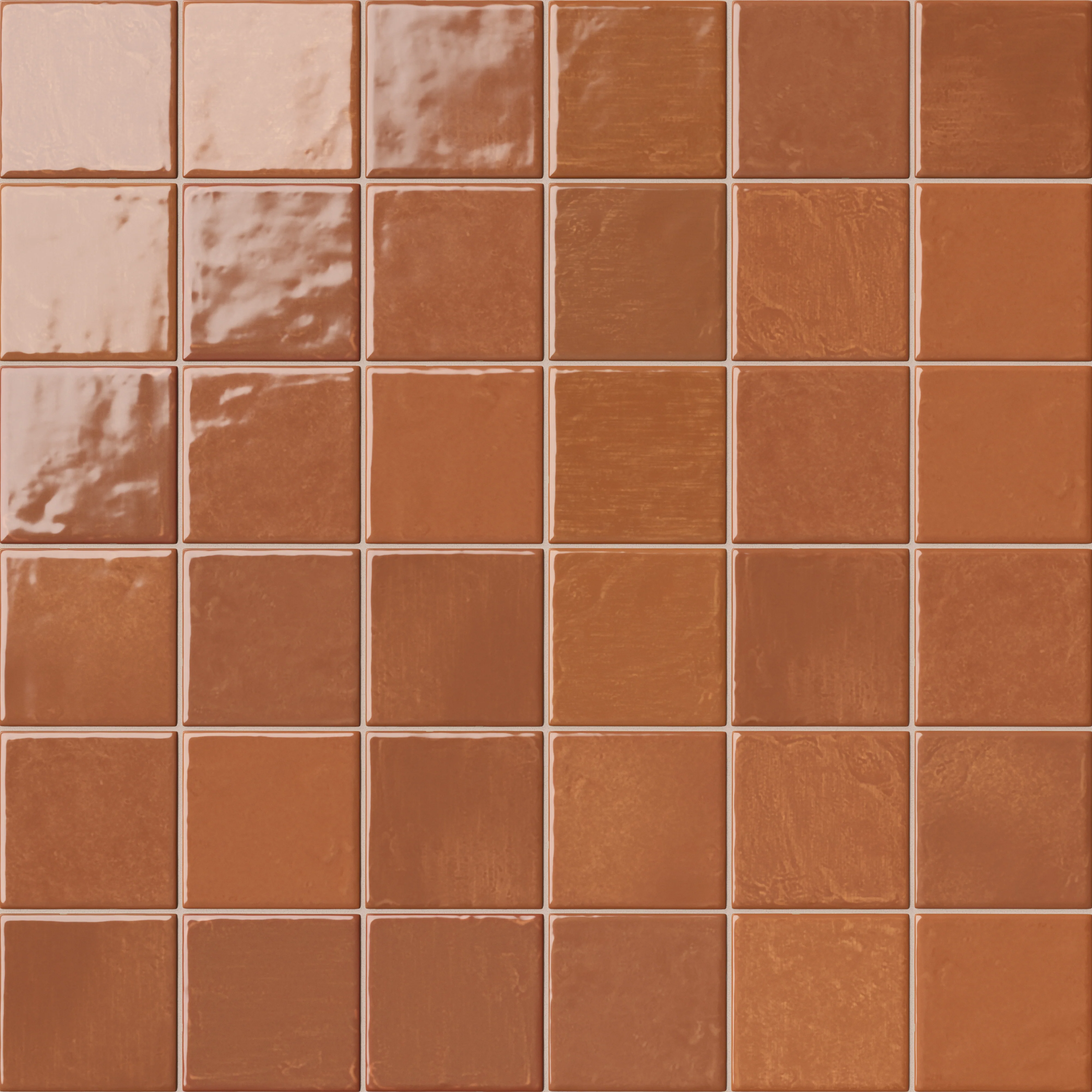 Mila 4x4 Glossy Ceramic Tile in Rust