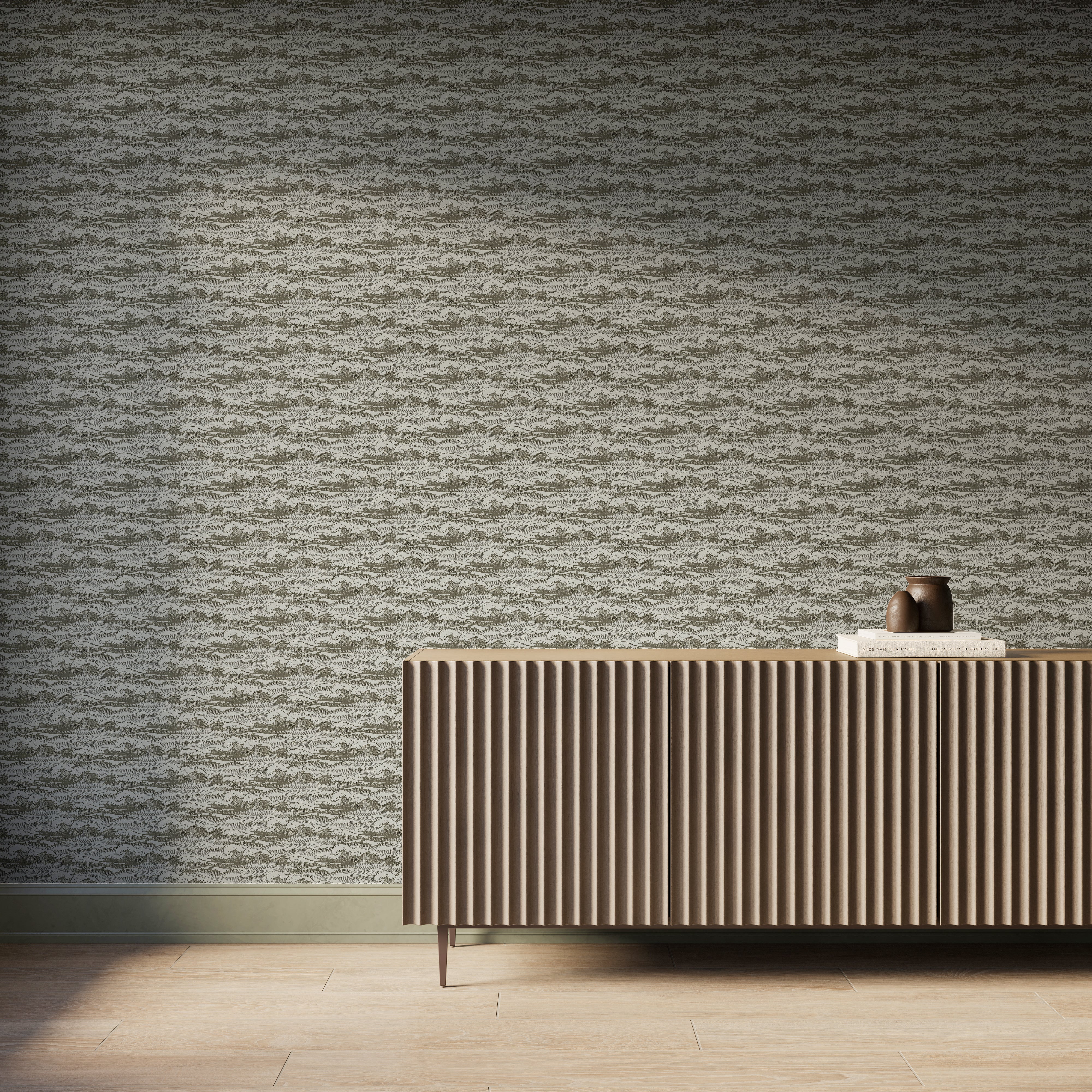 Newport Wallpaper in Olive II, 52" x 132" - Image 2
