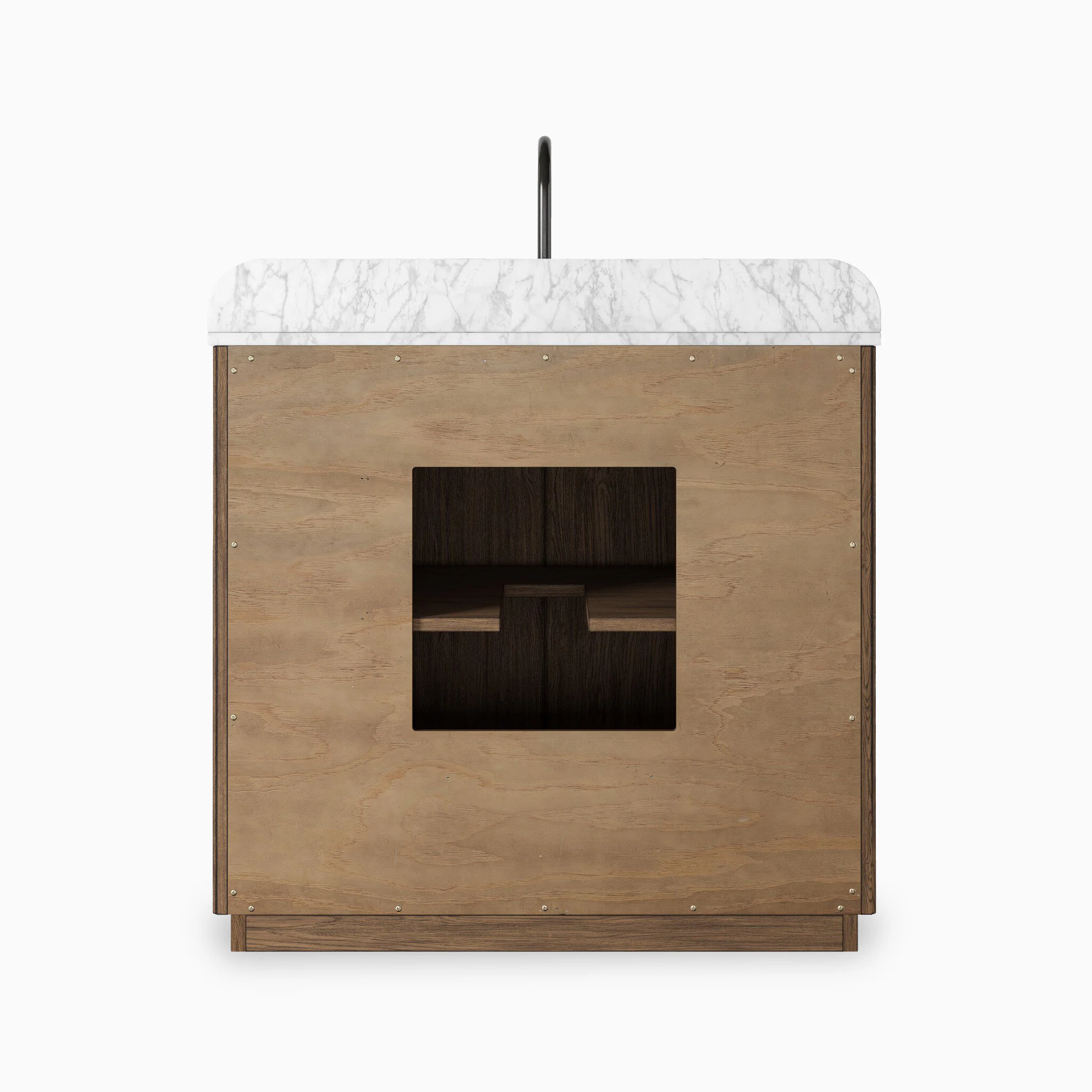 Nina 36" Single Vanity in Satin Espresso Oak Veneer with Carrara Marble Top - Image 5