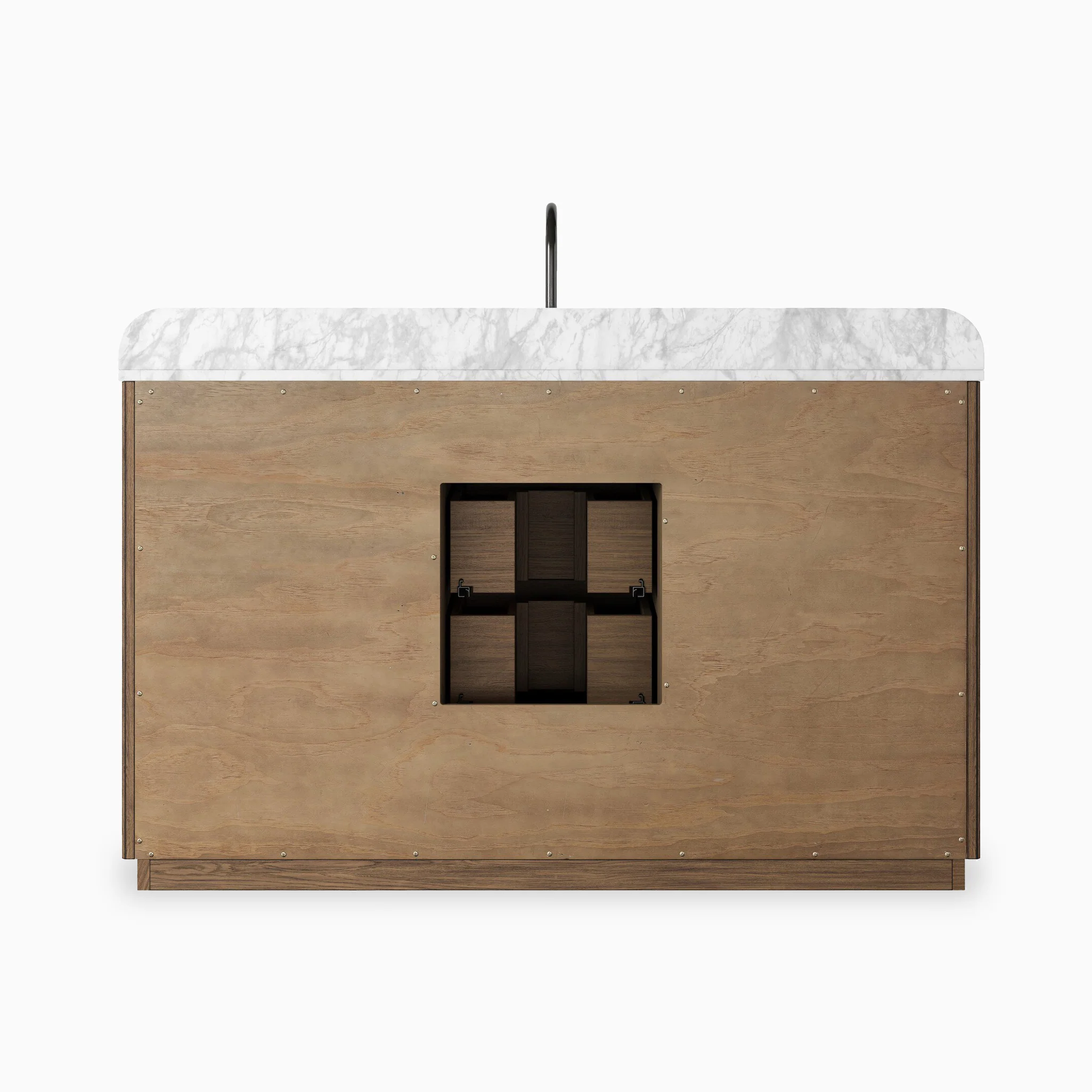 Nina 55" Single Vanity in Satin Espresso Oak Veneer with Carrara Marble Top - Image 5