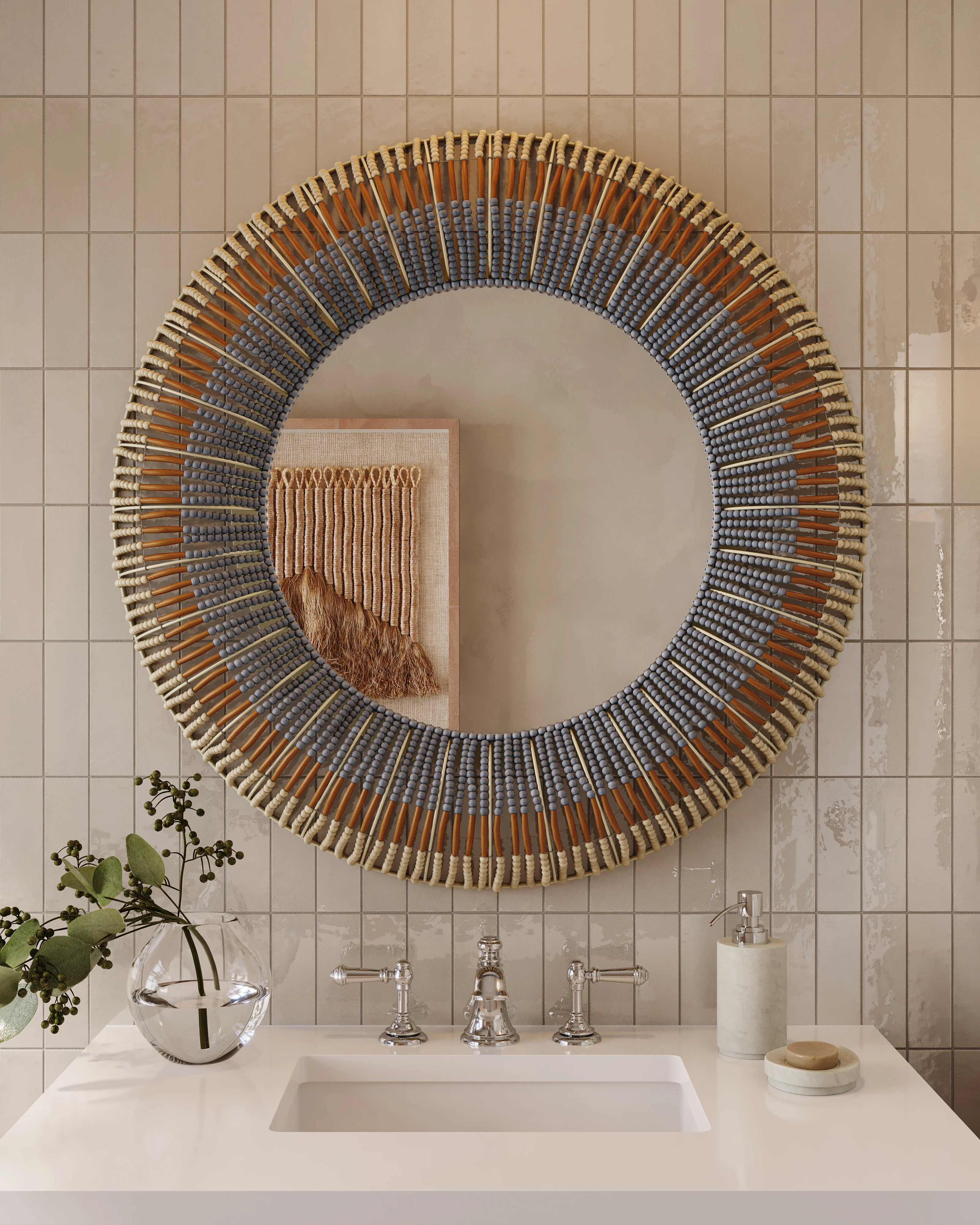 Olivienne Mirror in Natural/Blue - Image 2