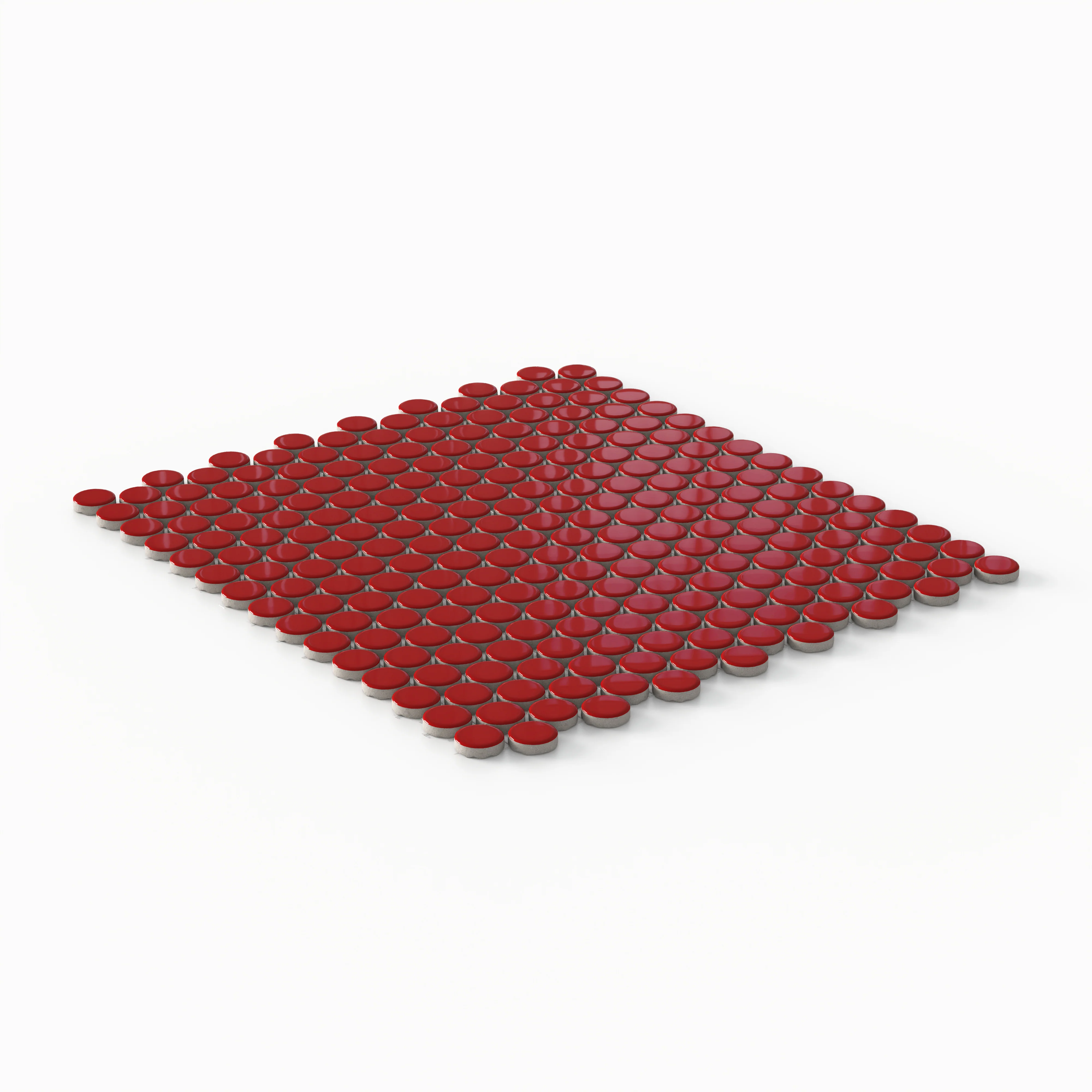 Ollie 3/4x3/4 Glossy Porcelain Mosaic Penny Round Tile in Red - Image 2