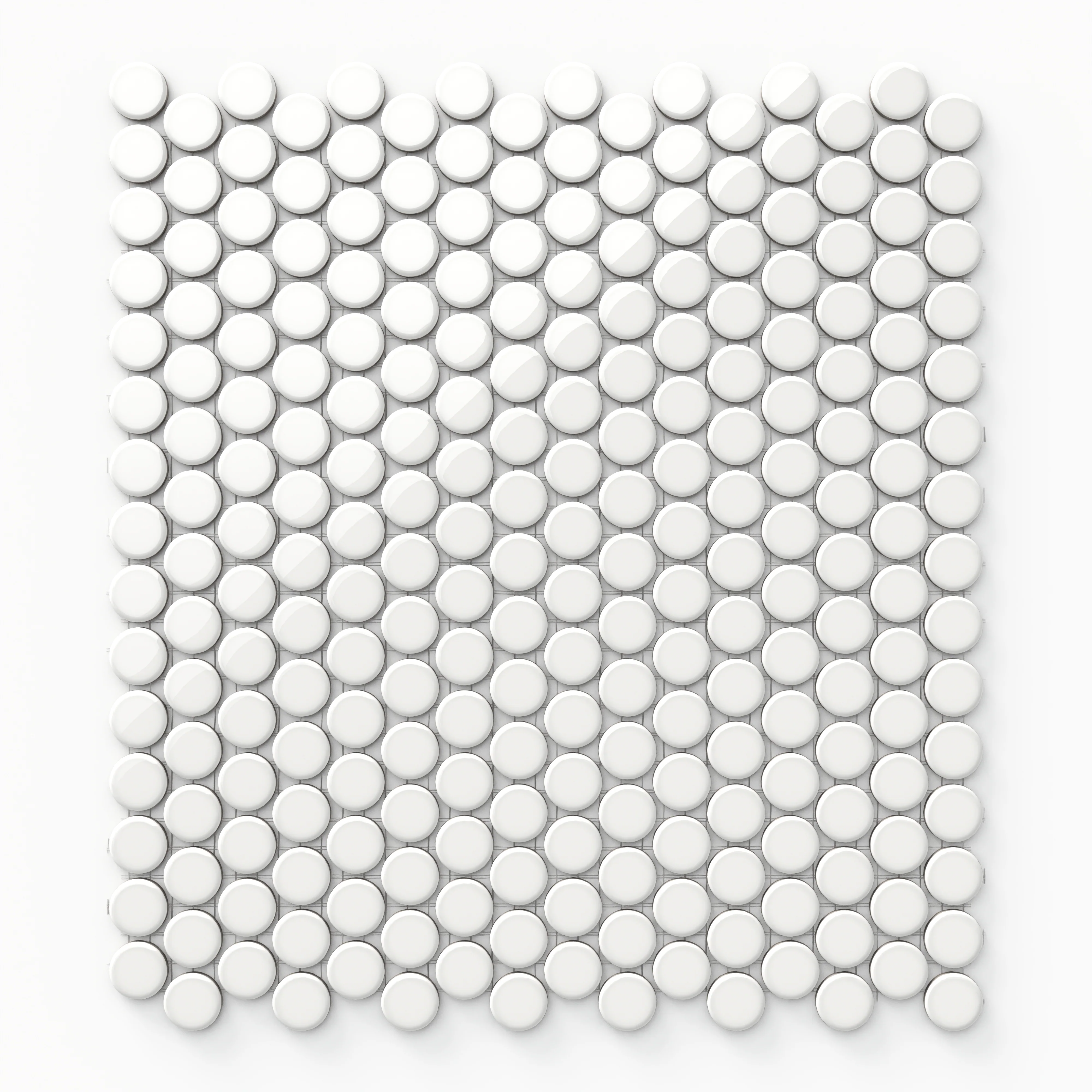Ollie 3/4x3/4 Glossy Porcelain Mosaic Penny Round Tile in White