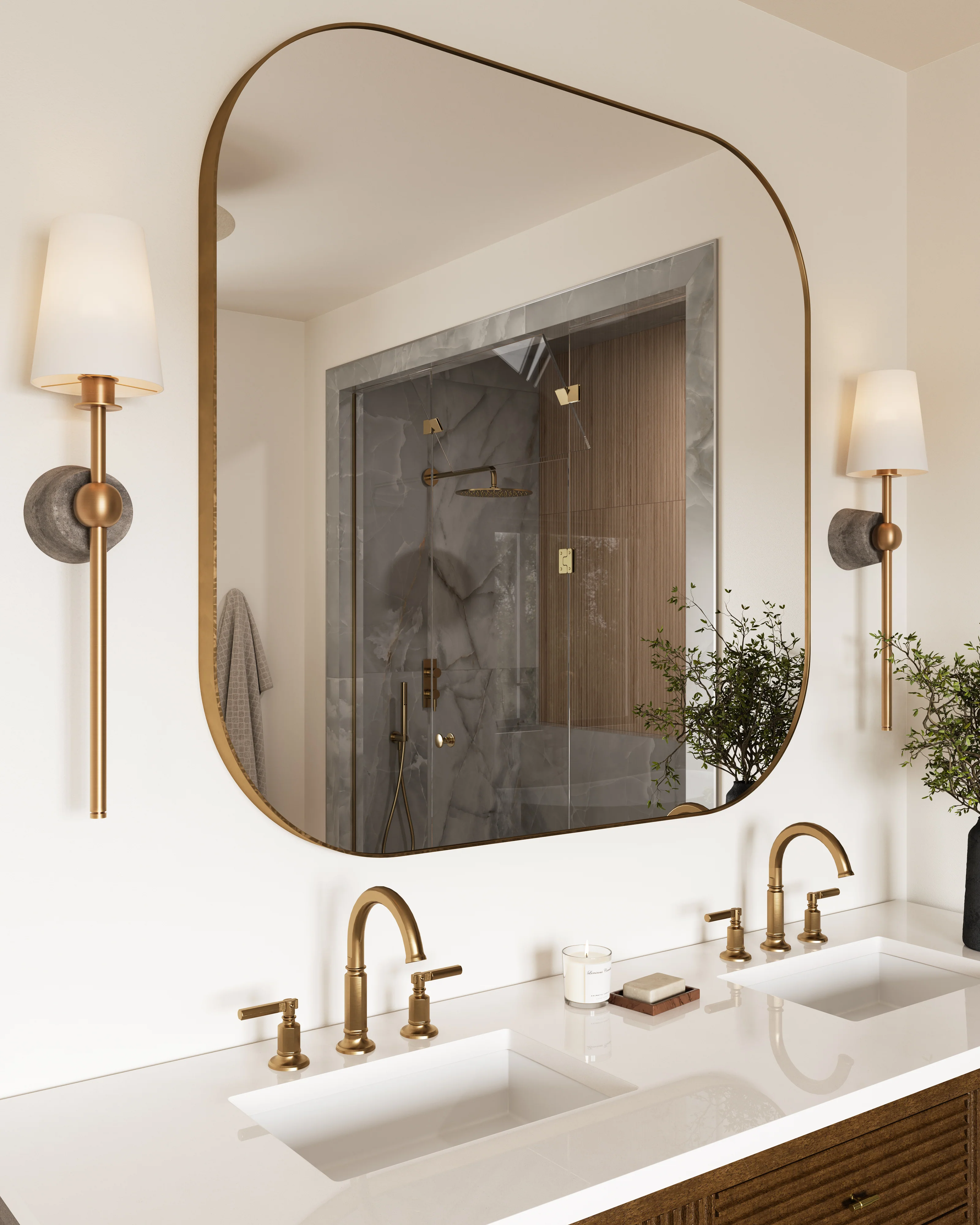 Ortega Wall Sconce in Patina Brass - Image 2
