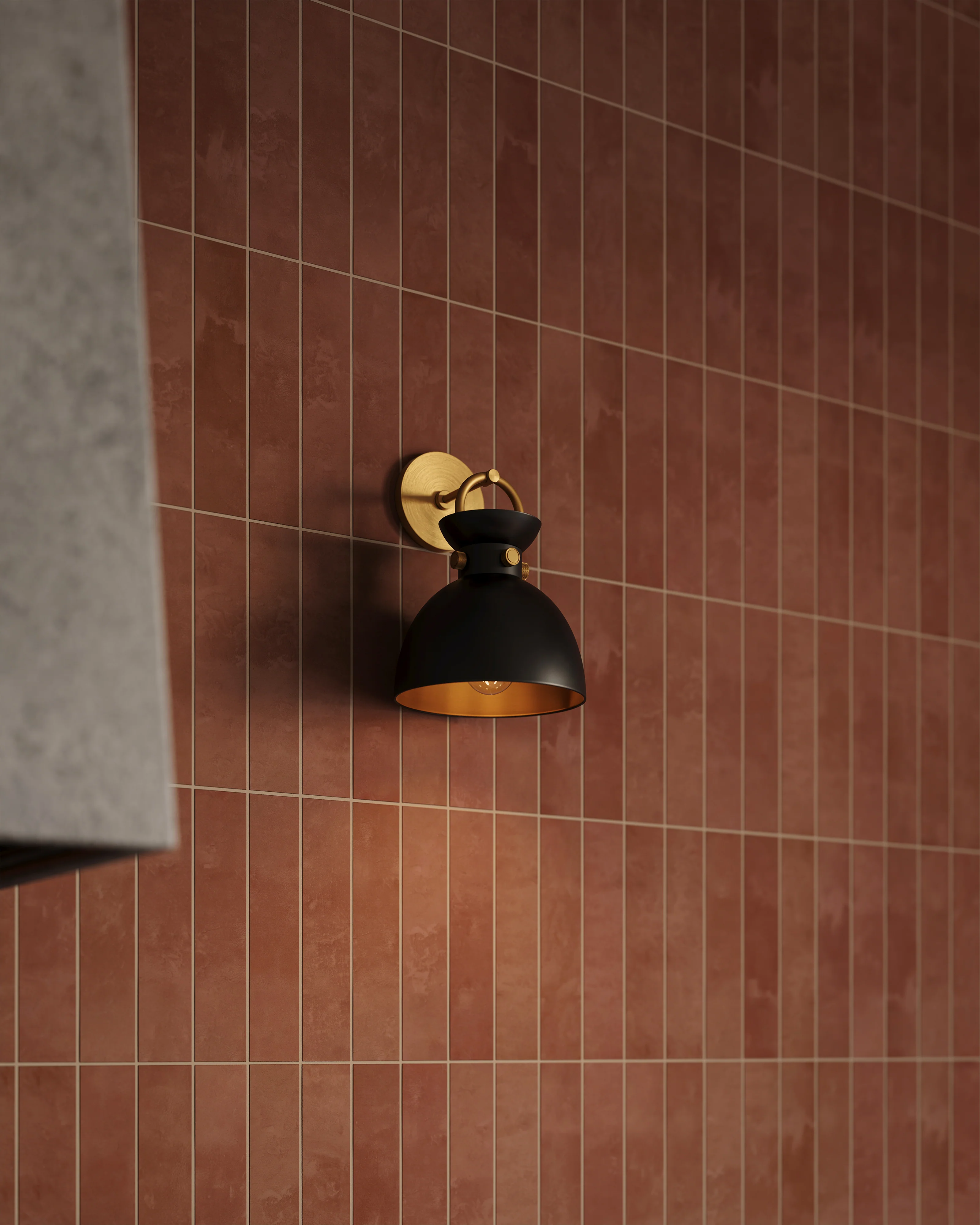 Owen 9" 1 Light Wall/Vanity Light in Aged Gold/Matte Black - Image 2