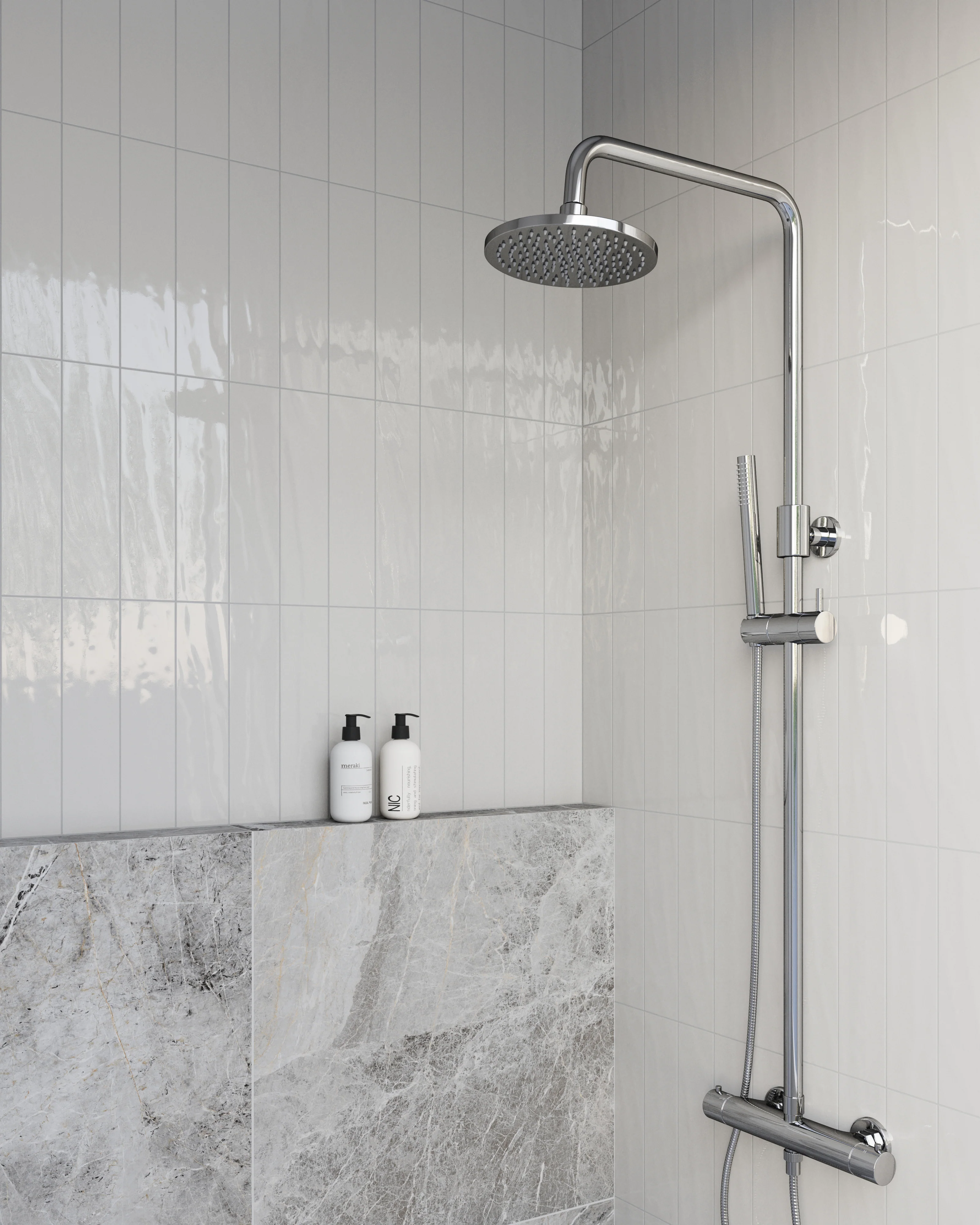 Palmer 3x12 Glossy Porcelain Tile in Bianco - Image 4