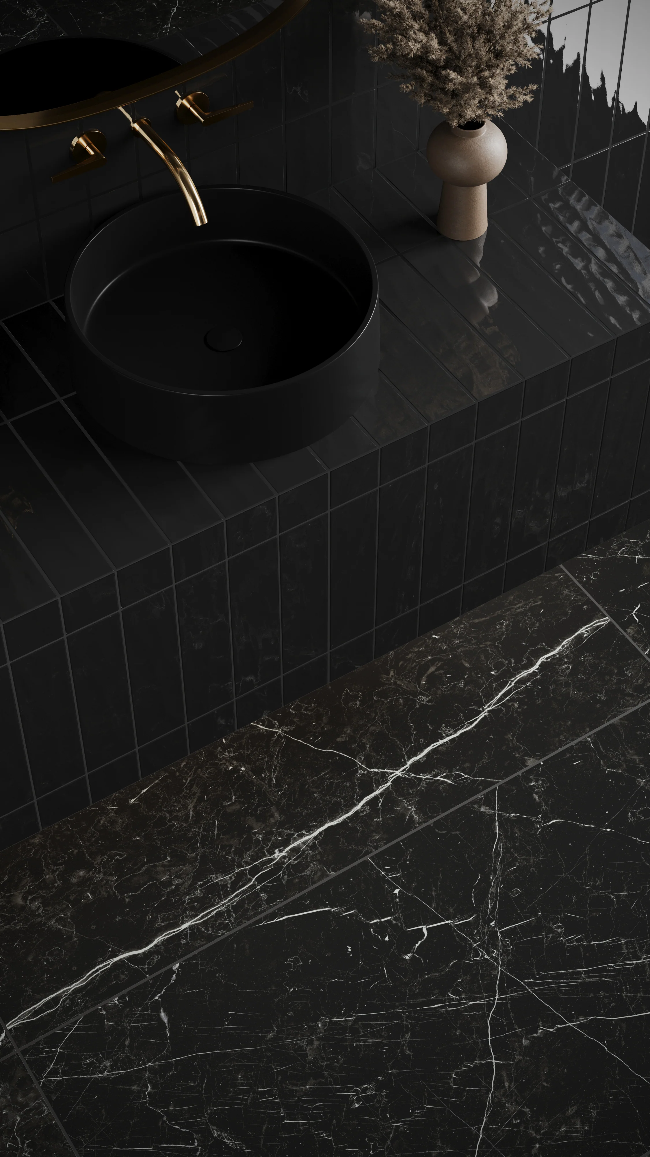 Palmer 3x12 Glossy Porcelain Tile in Nero - Image 10