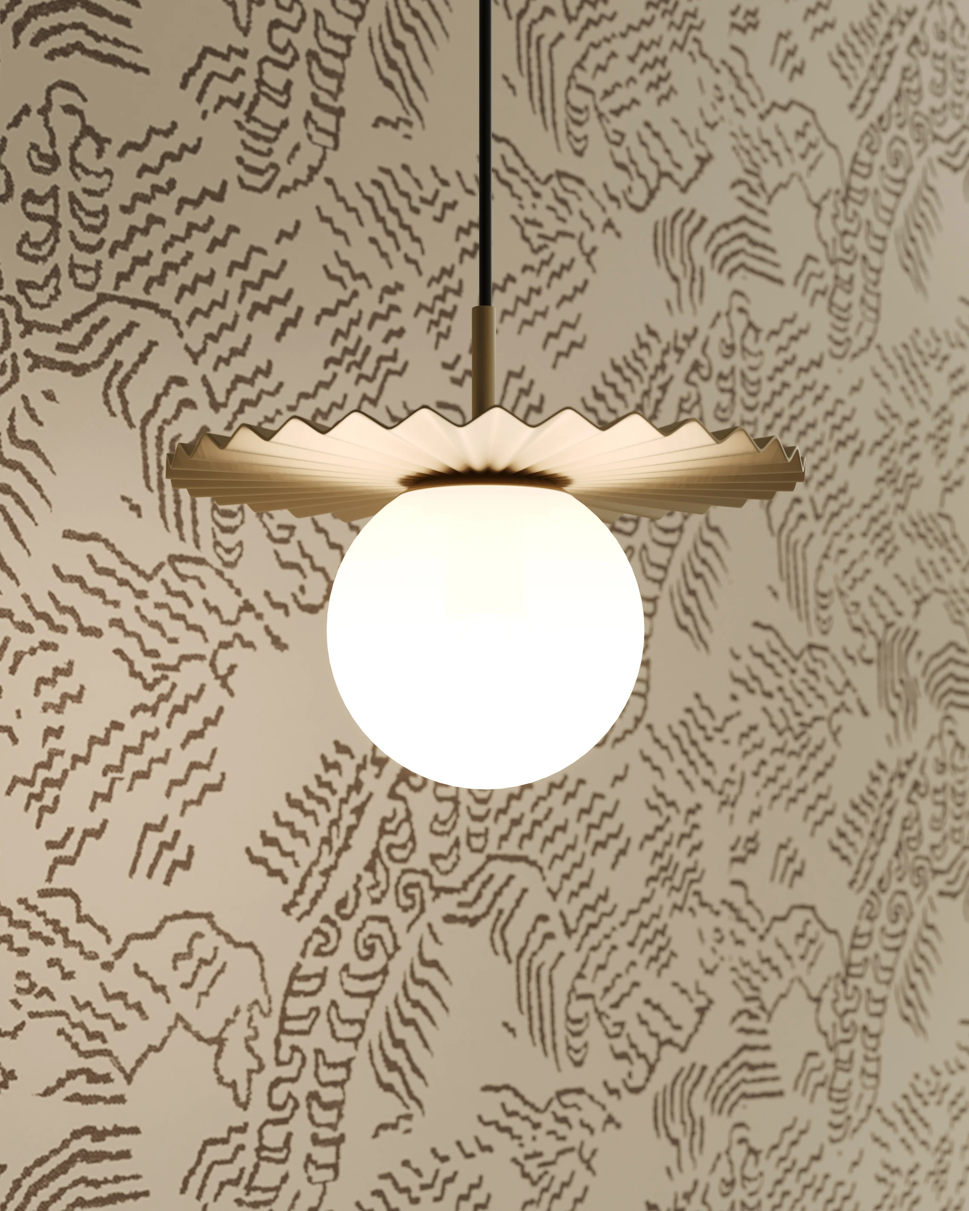 Priya 12" 1 Light Pendant in Brushed Gold/Opal Matte Glass - Image 2