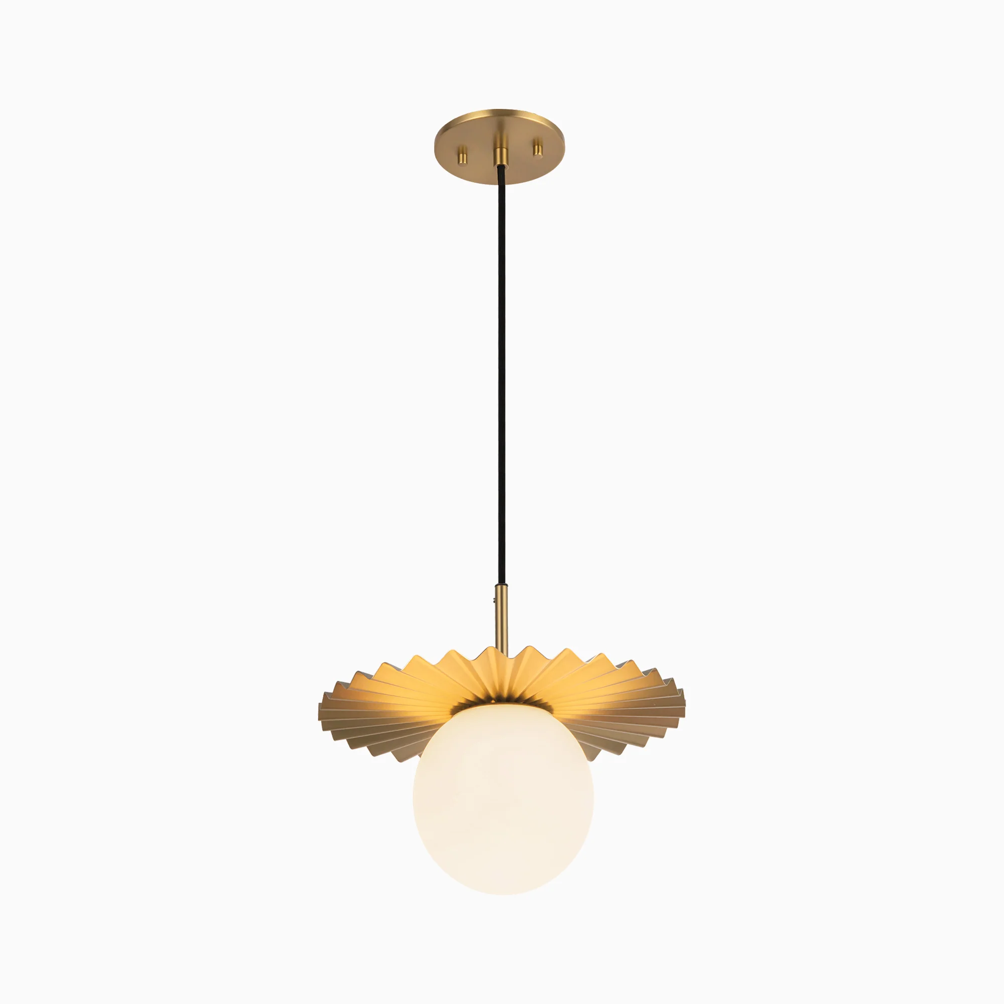 Priya 12" 1 Light Pendant in Brushed Gold/Opal Matte Glass - Image 3