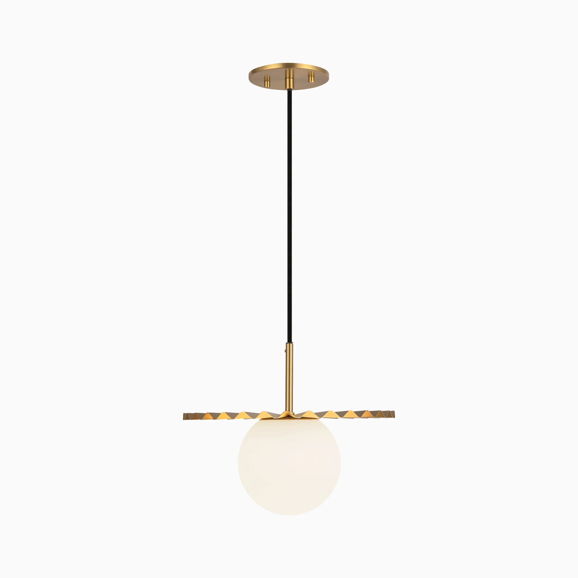 Priya 12" 1 Light Pendant in Brushed Gold/Opal Matte Glass - Image 4