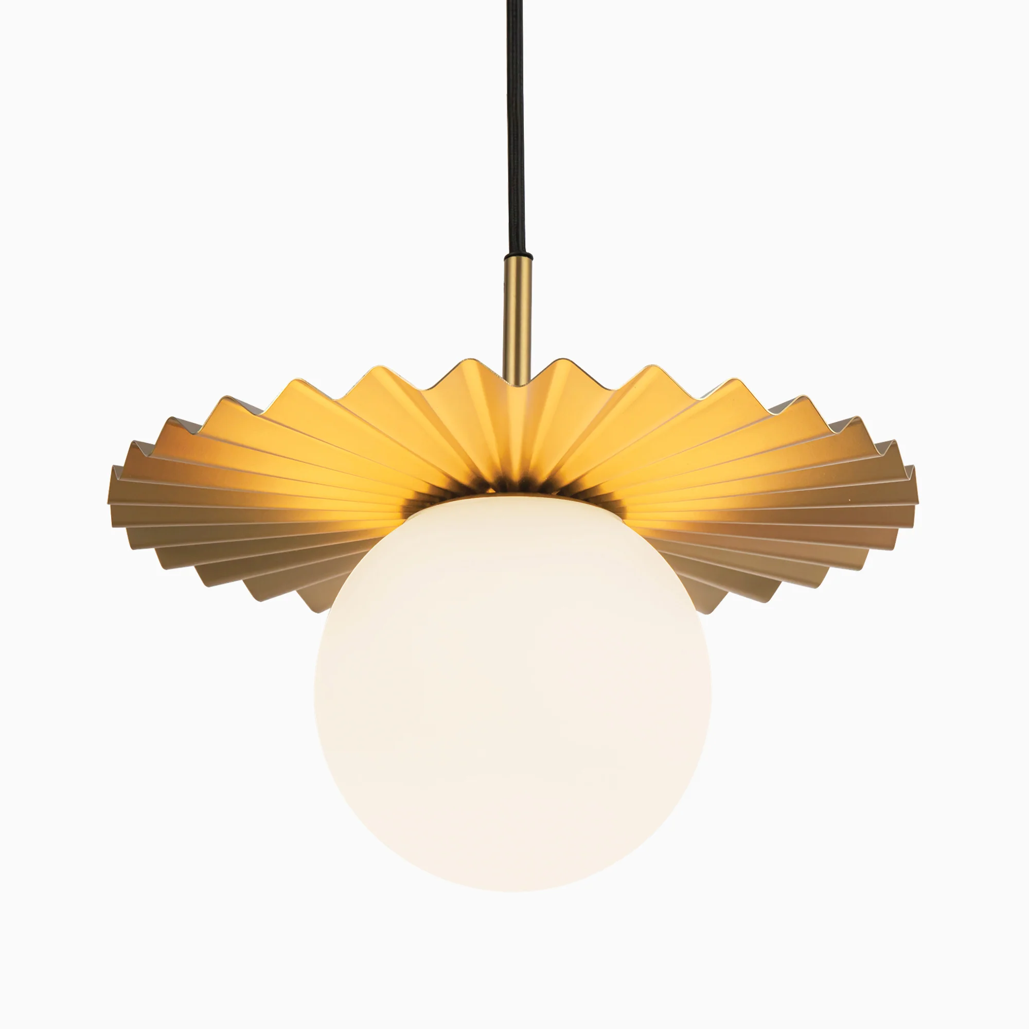 Priya 12" 1 Light Pendant in Brushed Gold/Opal Matte Glass - Image 5