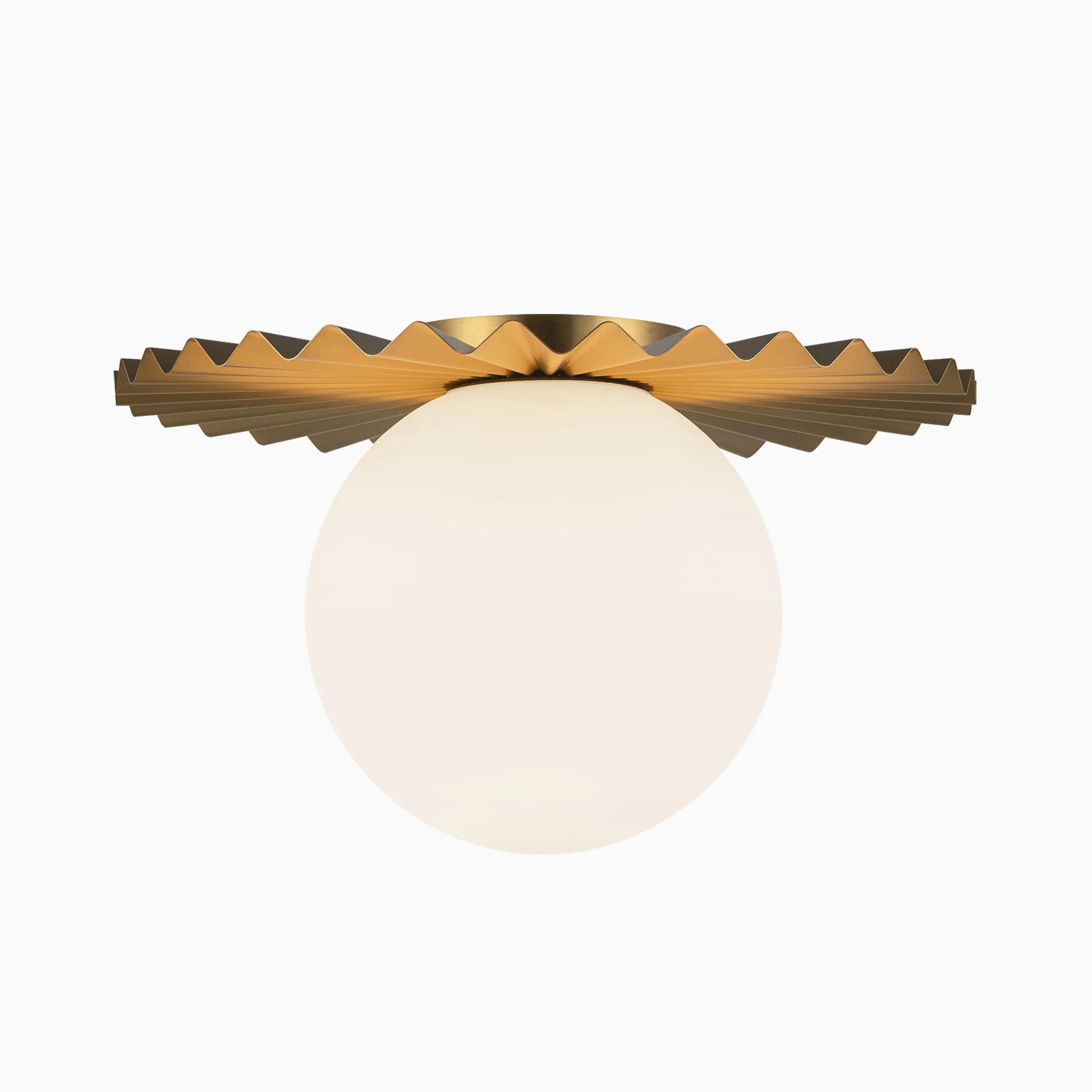Priya 14" 1 Light Flush Mount in Brushed Gold/Opal Matte Glass - Image 3