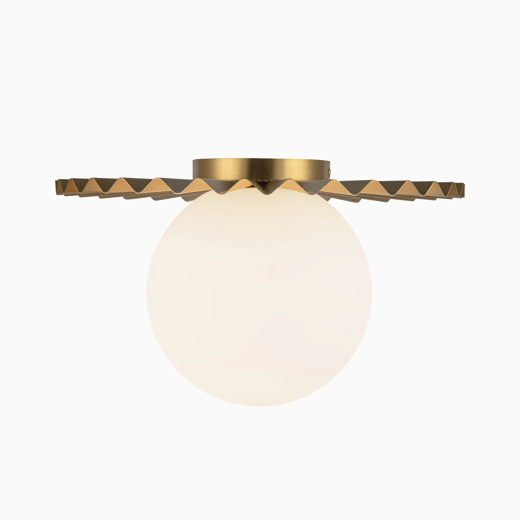Priya 14" 1 Light Flush Mount in Brushed Gold/Opal Matte Glass - Image 4