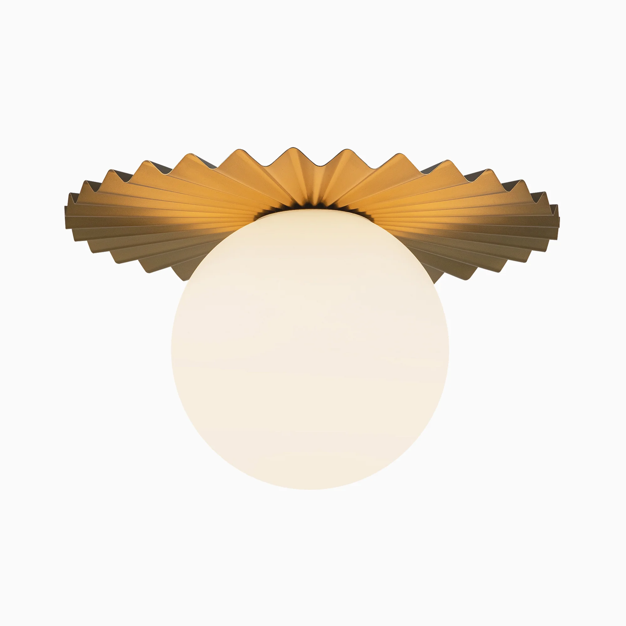 Priya 14" 1 Light Flush Mount in Brushed Gold/Opal Matte Glass - Image 5