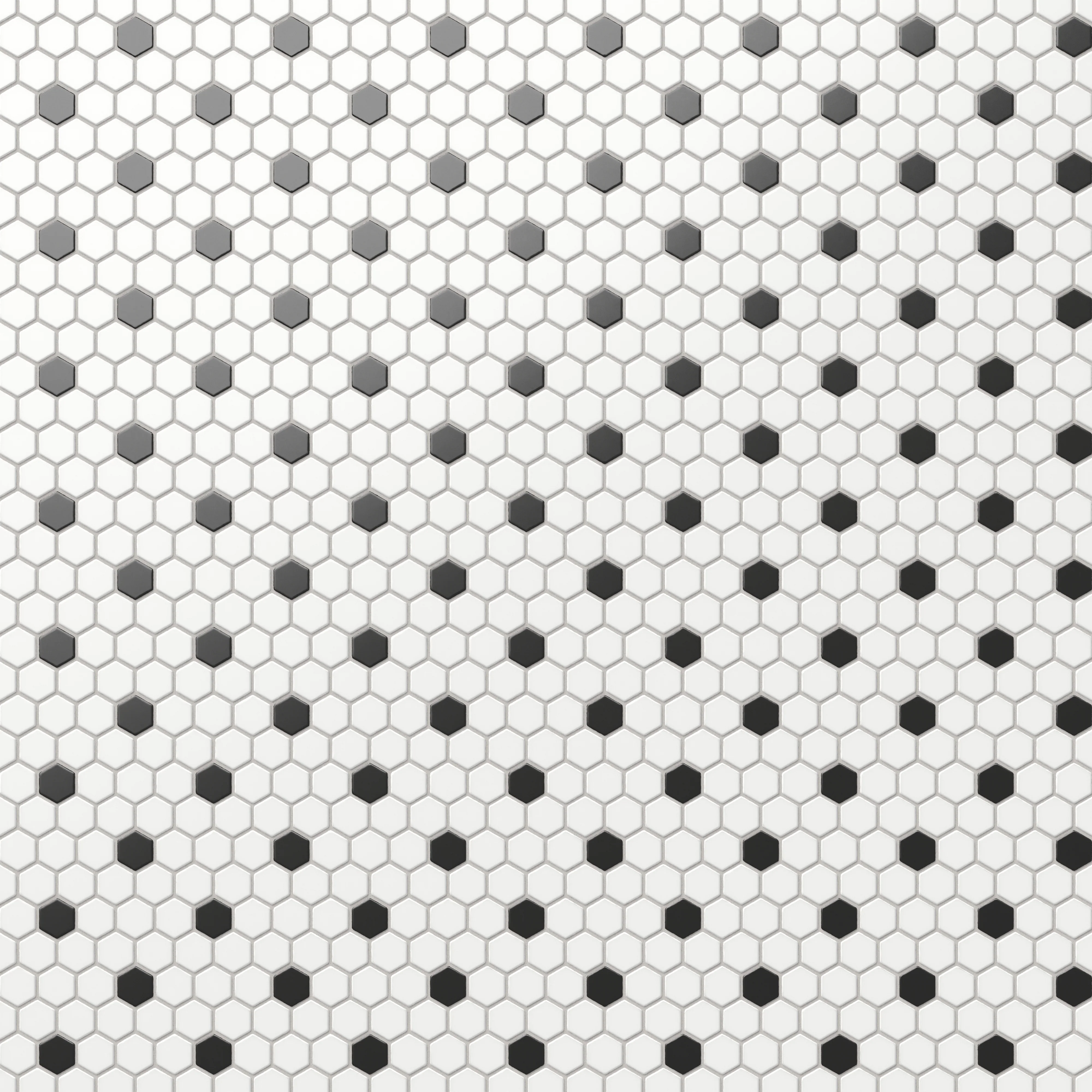 Quinn 12x12 Matte Porcelain 1x1 Hexagon Mosaic Tile in Black & White - Image 5