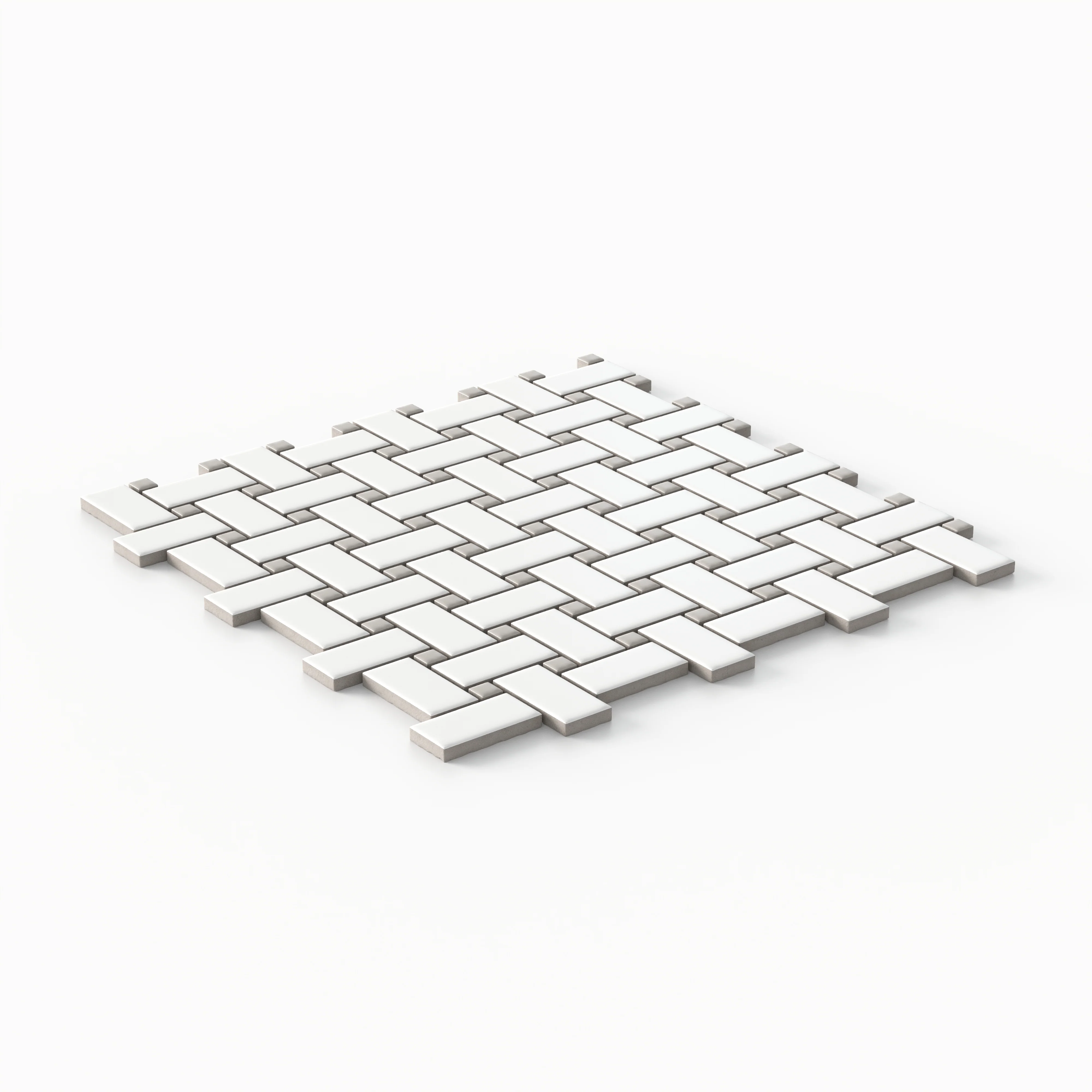 Quinn 12x12 Matte Porcelain Basket Weave Mosaic Tile in Grey & White - Image 2