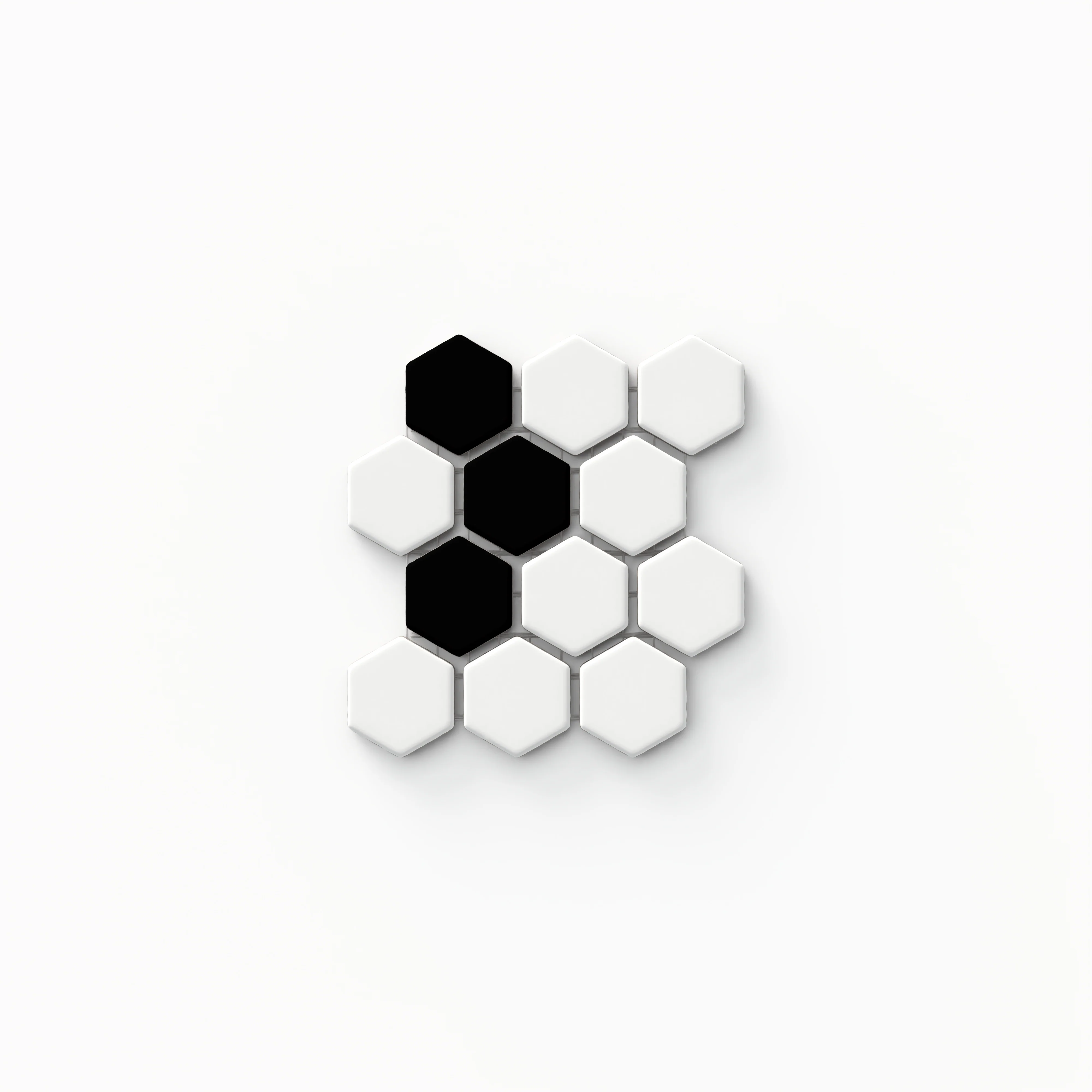 Quinn 12x12 Matte Porcelain Hexagon Flower Mosaic Tile in Black & White Mix Sample