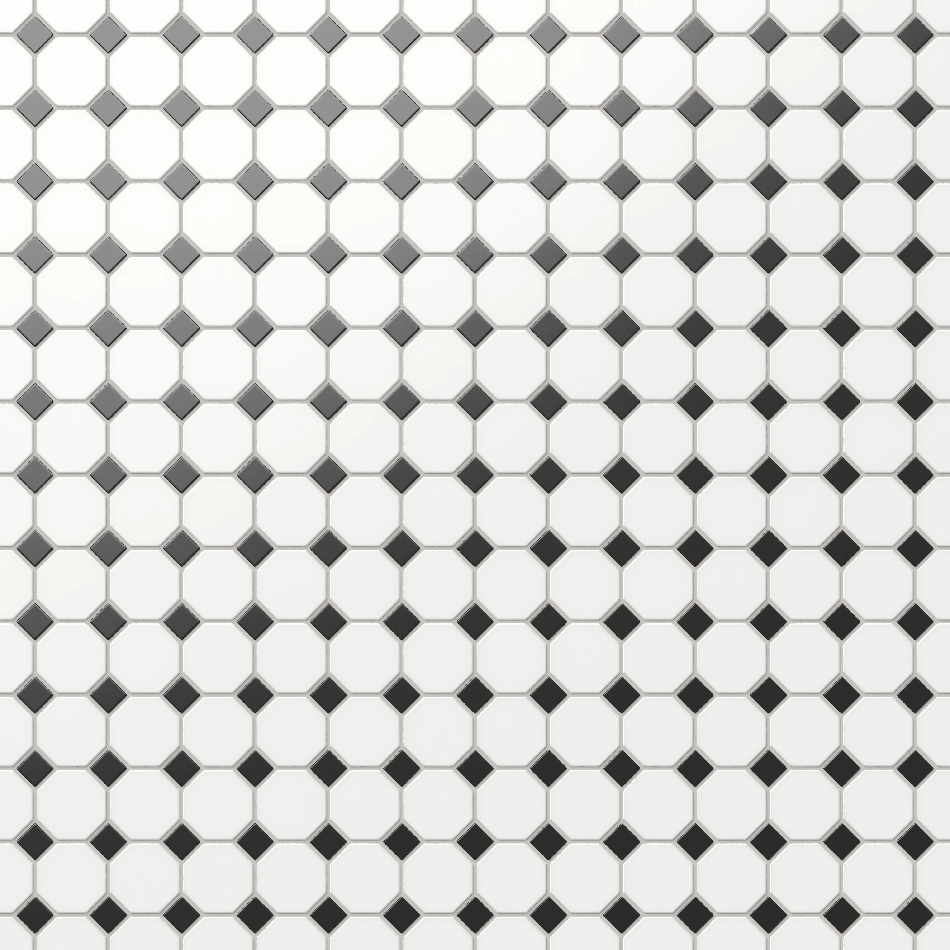 Quinn 12x12 Matte Porcelain Octagon Mosaic Tile in Black & White - Image 5