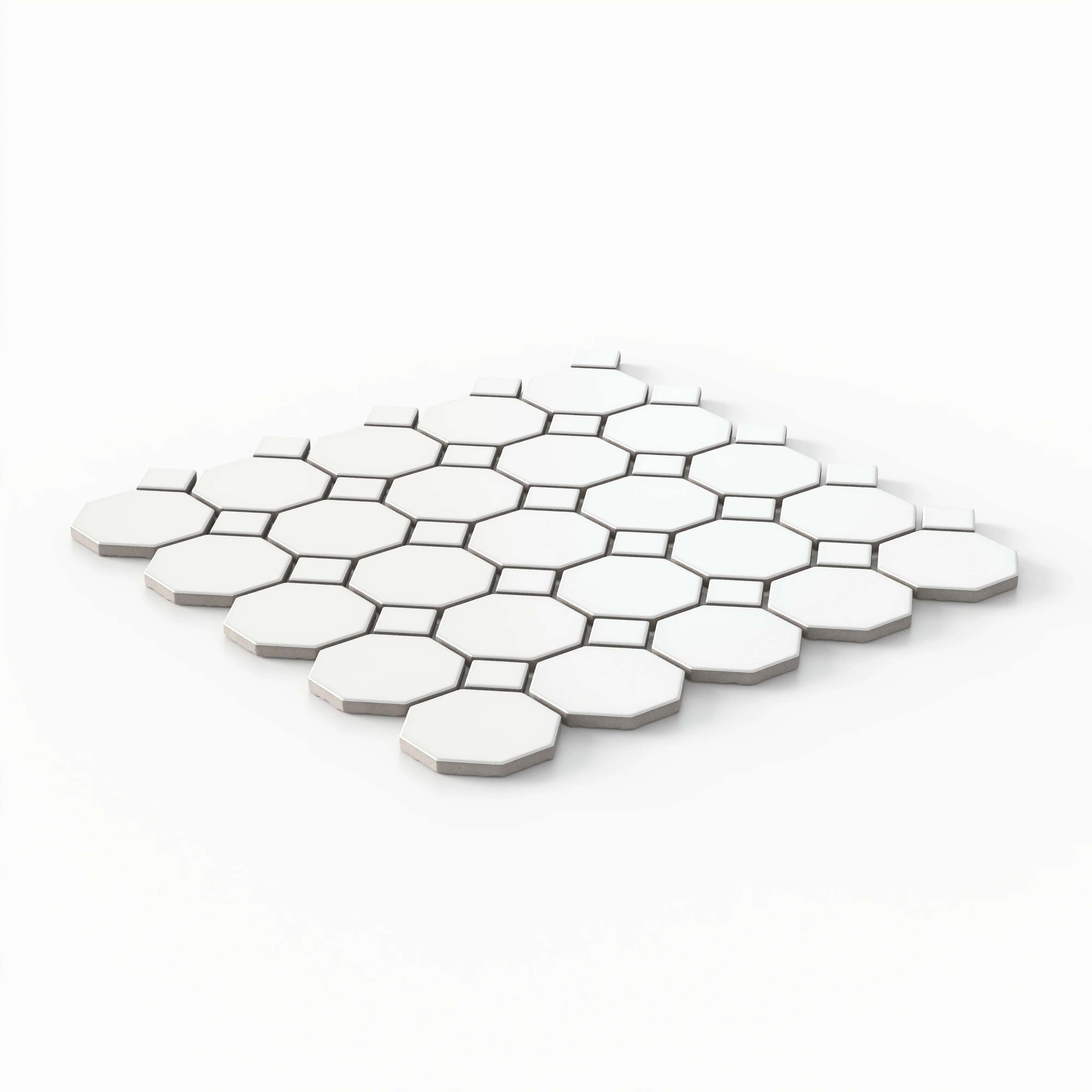 Quinn 12x12 Matte Porcelain Octagon Mosaic Tile in White - Image 3