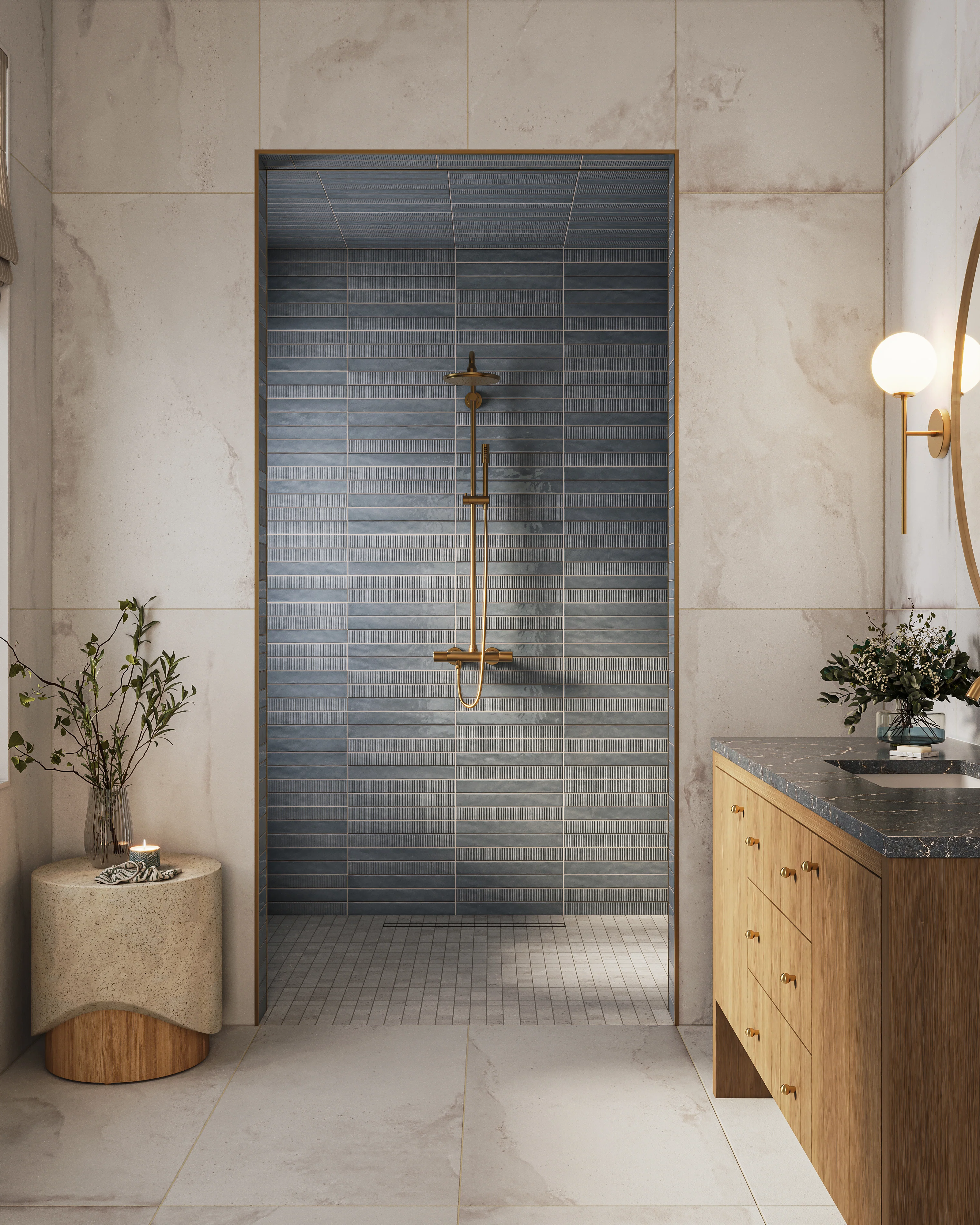 Remi 2x17 Glossy Ceramic Tile in Slate Deco - Image 5