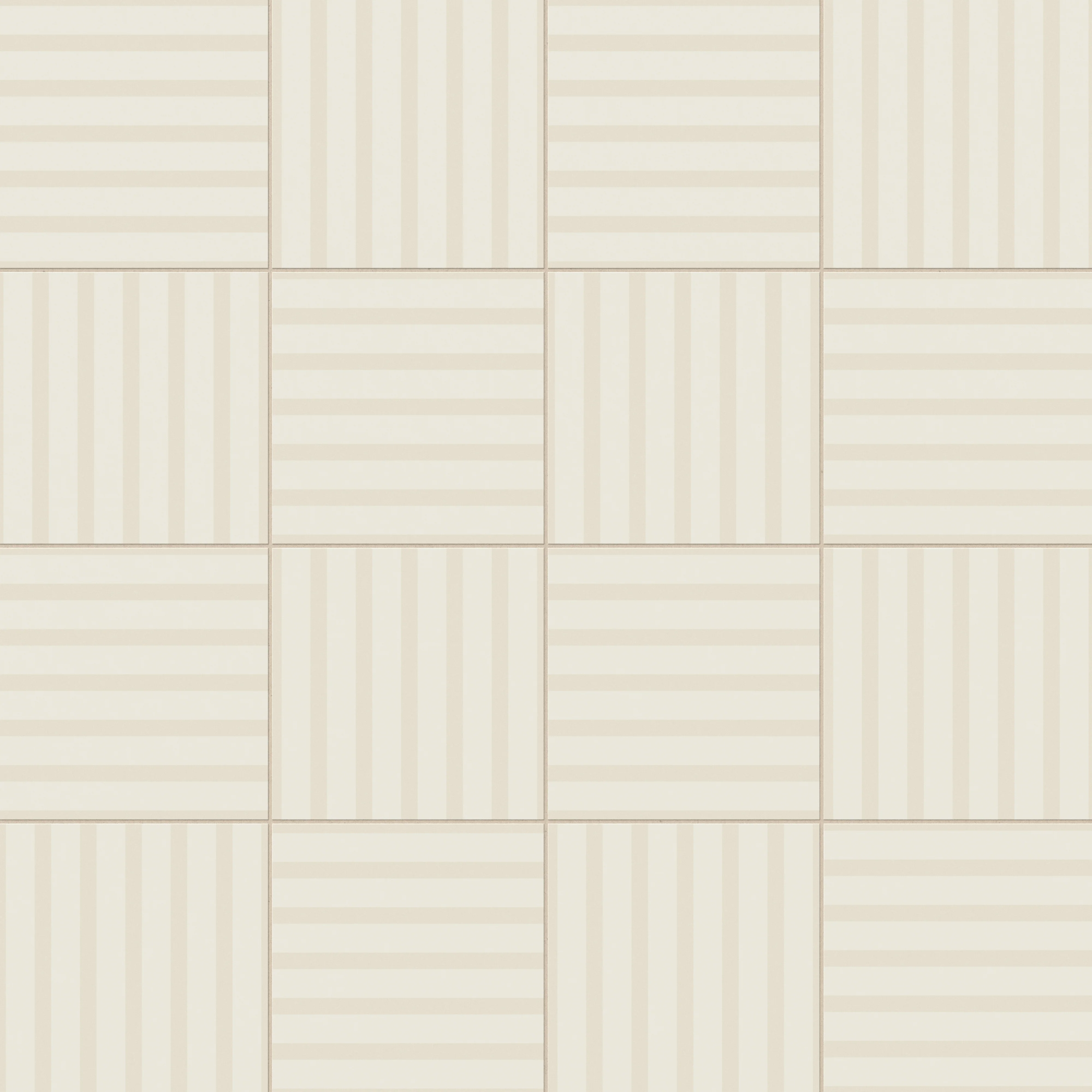 Riley 12x12 Matte Porcelain Tile in Striped Pattern Cream