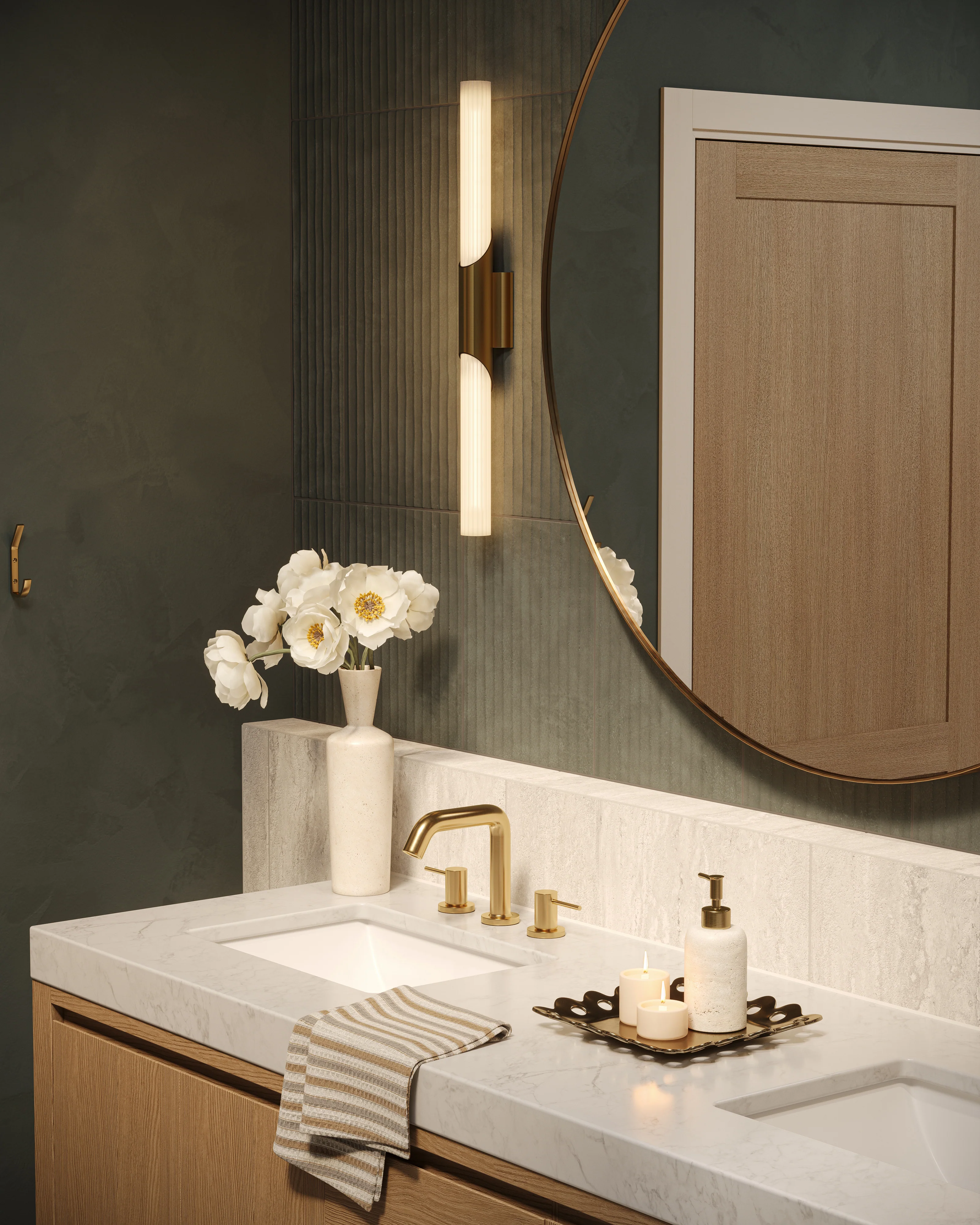 Roderick 26" Wall Sconce in Aged Brass - Image 3