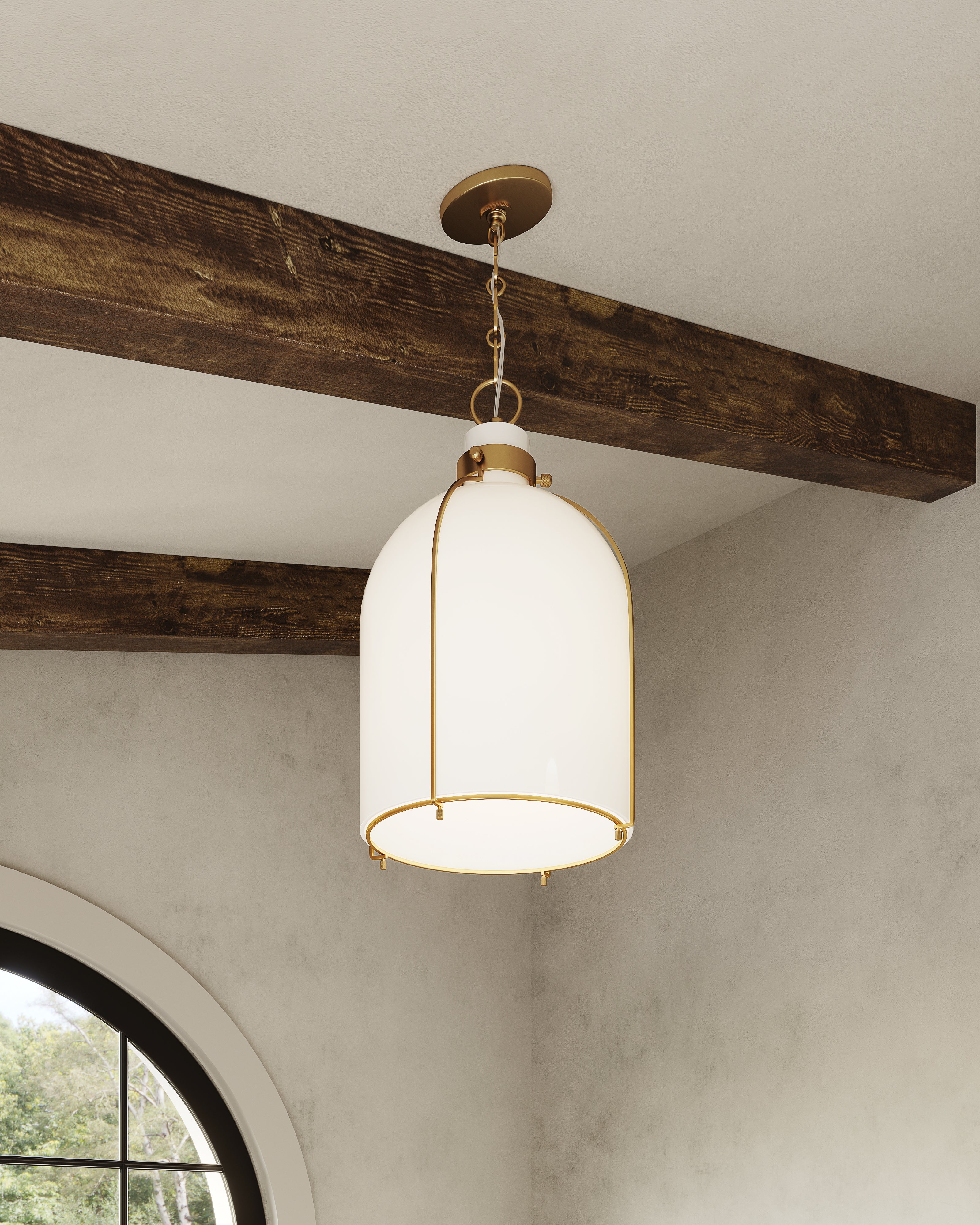 Rosa Rounded Pendant in Aged Brass - Image 2