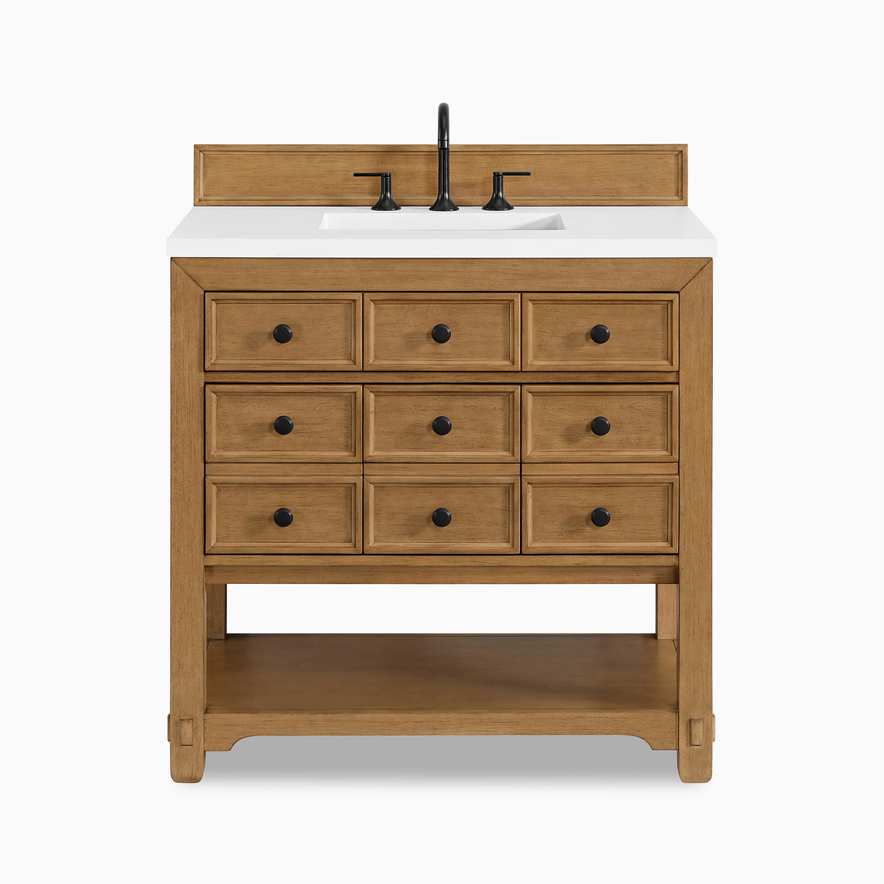 Rosalie 36" Single Vanity in Amber Birch with 3 cm White Zeus Quartz Top