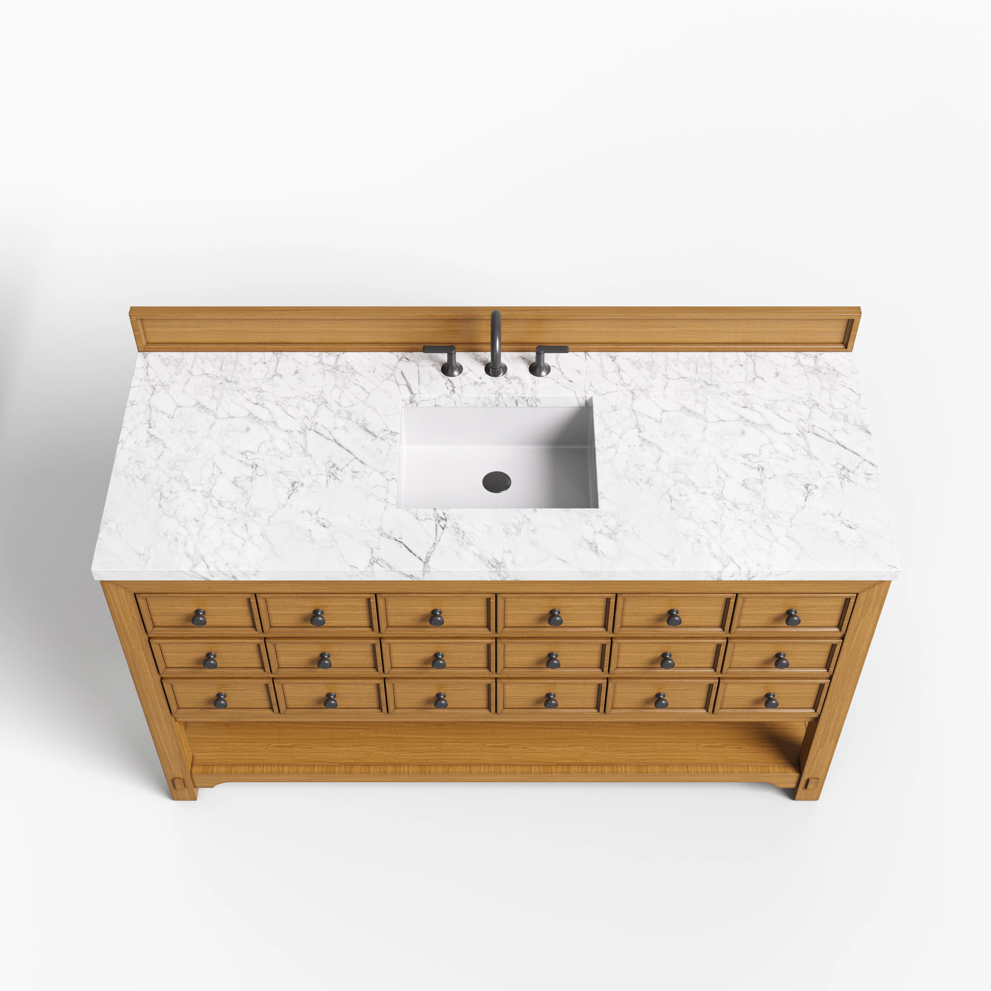 Rosalie 60" Single Vanity in Amber Birch with 3 cm Carrara Marble Top - Image 3