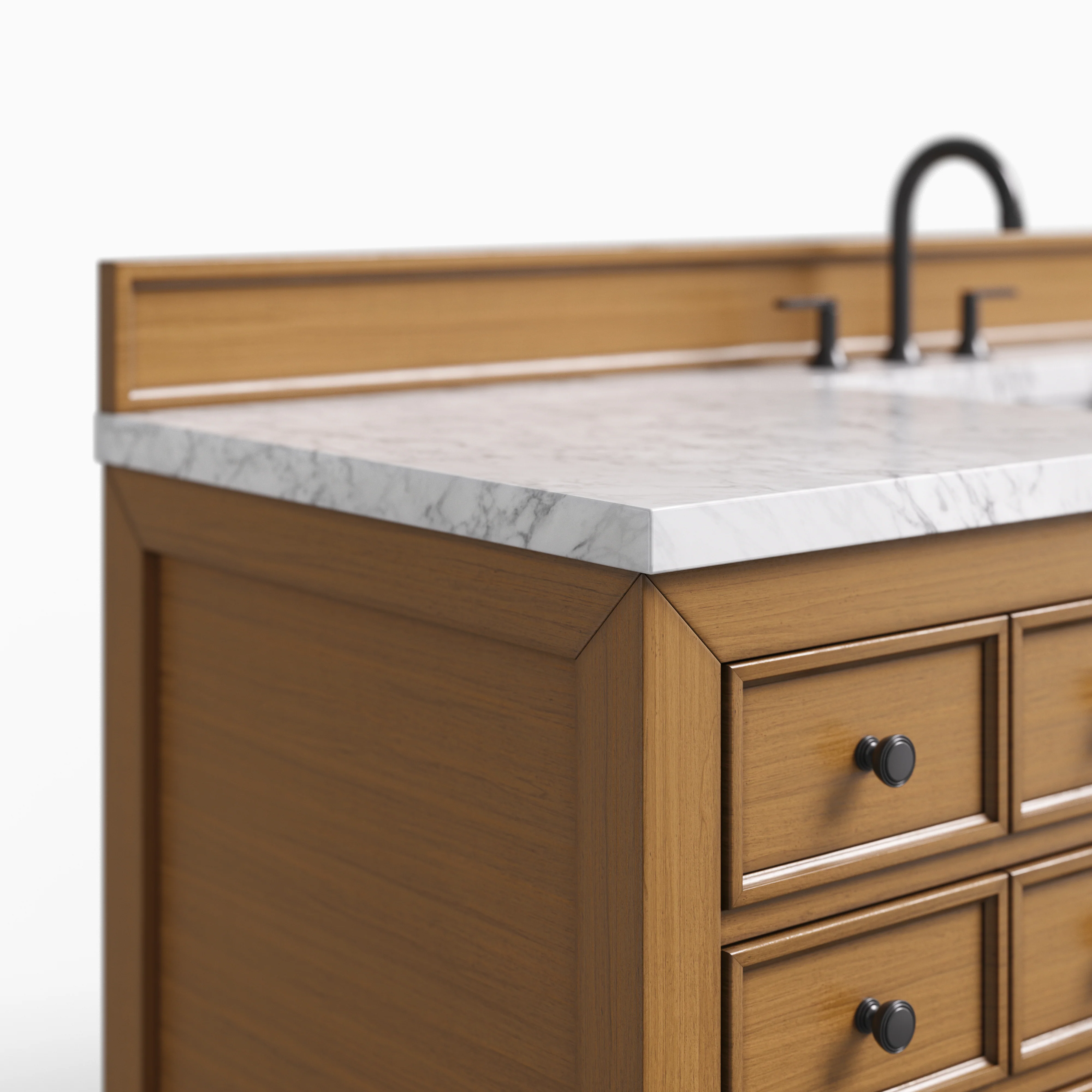Rosalie 60" Single Vanity in Amber Birch with 3 cm Carrara Marble Top - Image 4