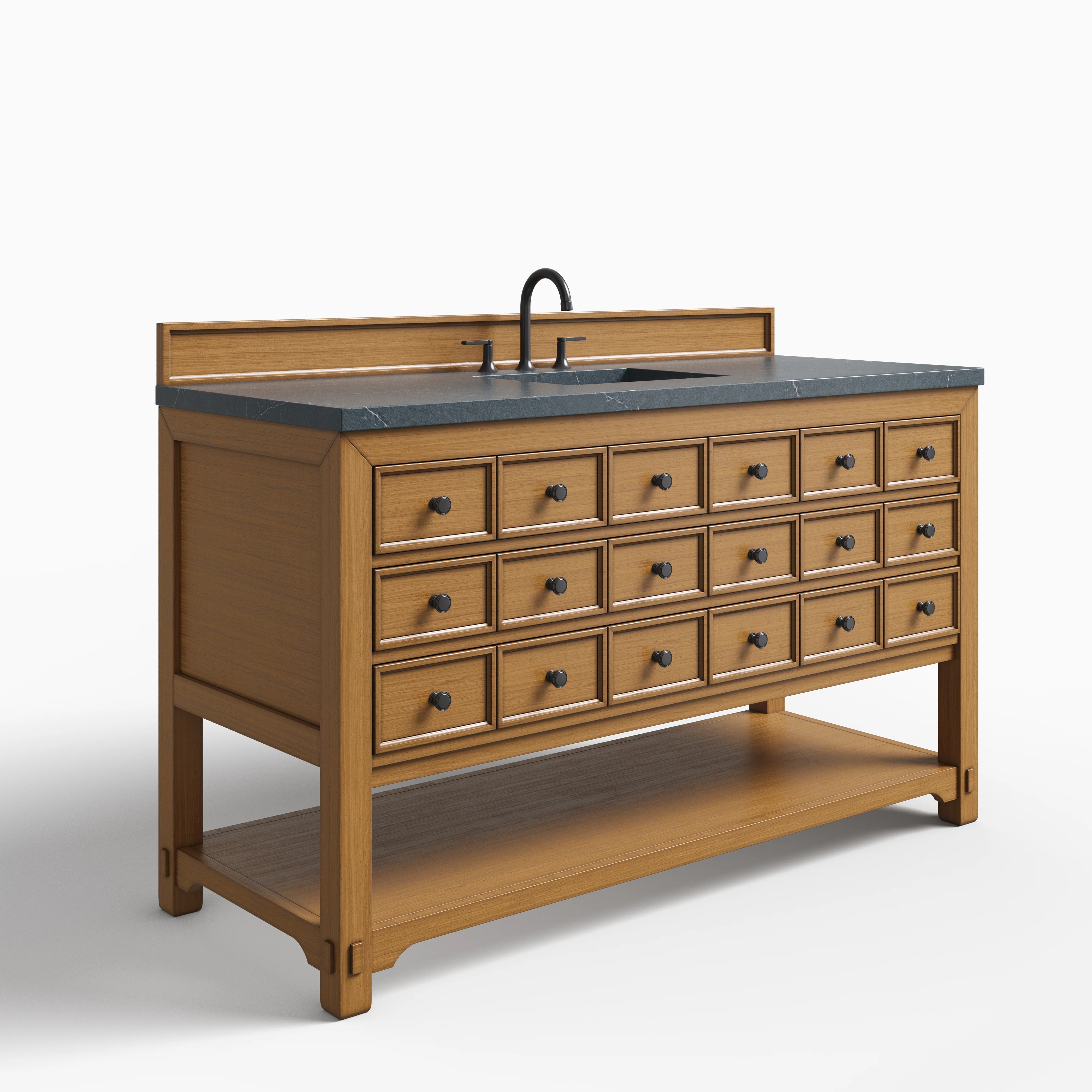 Rosalie 60" Single Vanity in Amber Birch with 3 cm Charcoal Soapstone Quartz Top - Image 2