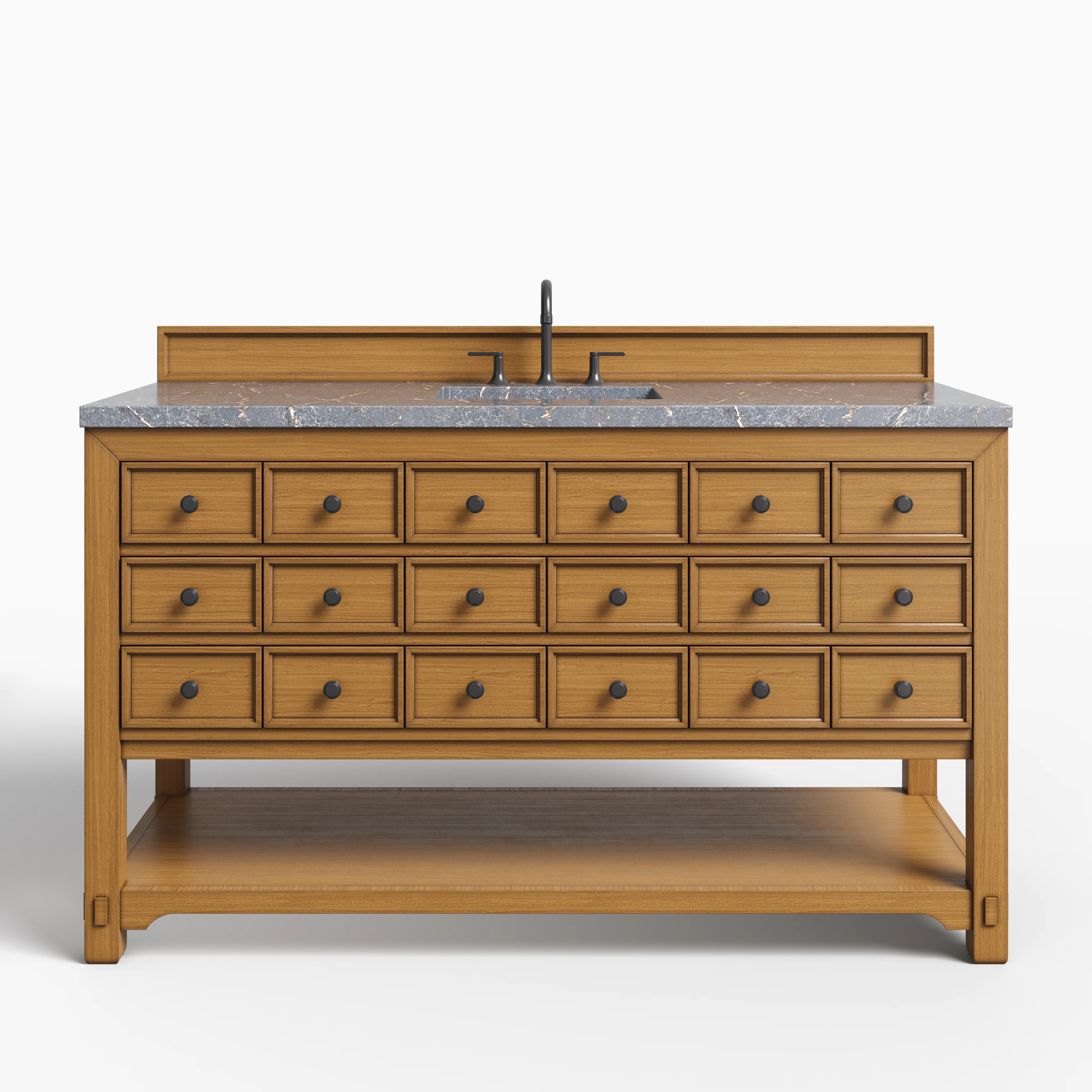 Rosalie 60" Single Vanity in Amber Birch with 3 cm Parisien Bleu Quartz Top