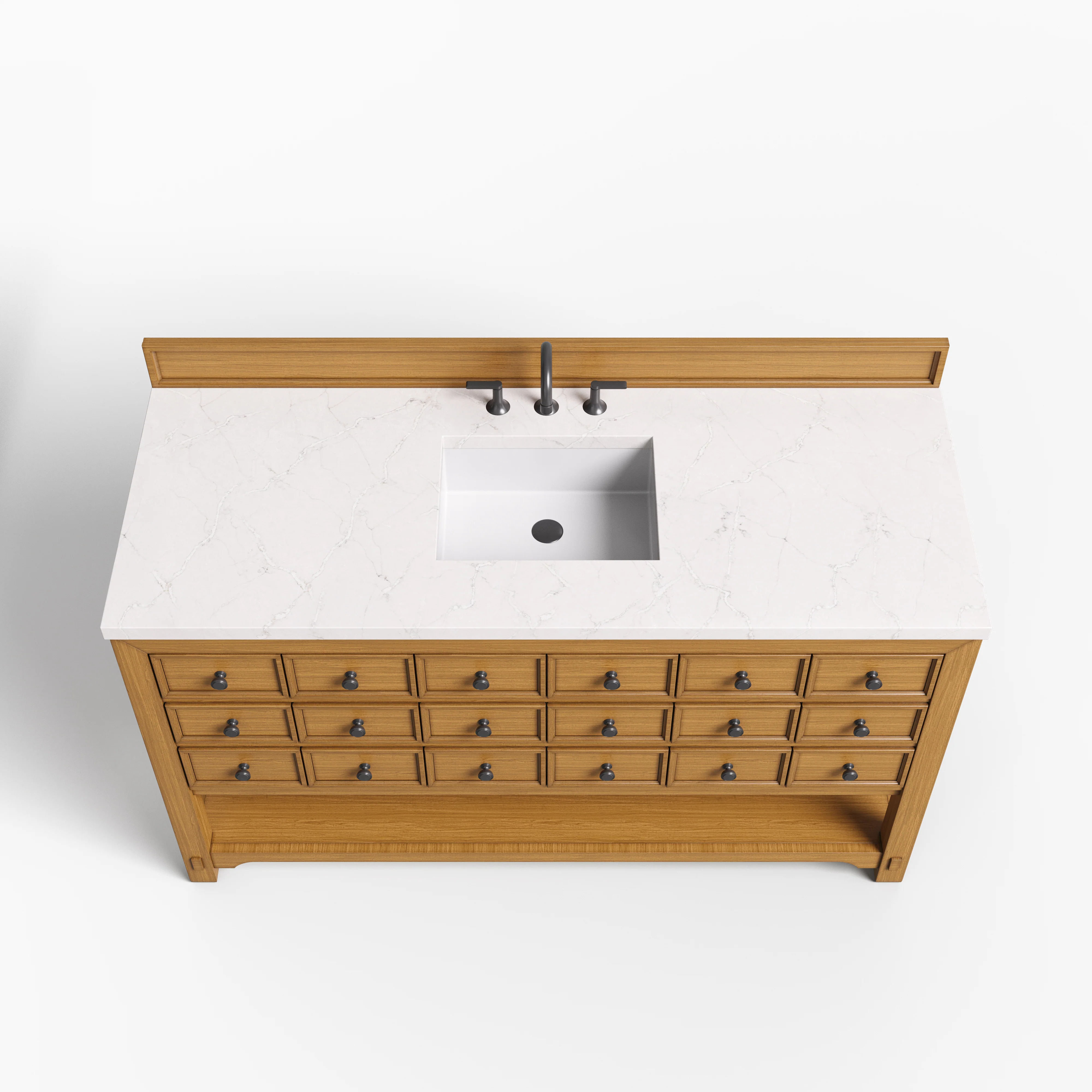 Rosalie 60" Single Vanity in Amber Birch with 3 cm Victorian Silver Quartz Top - Image 3