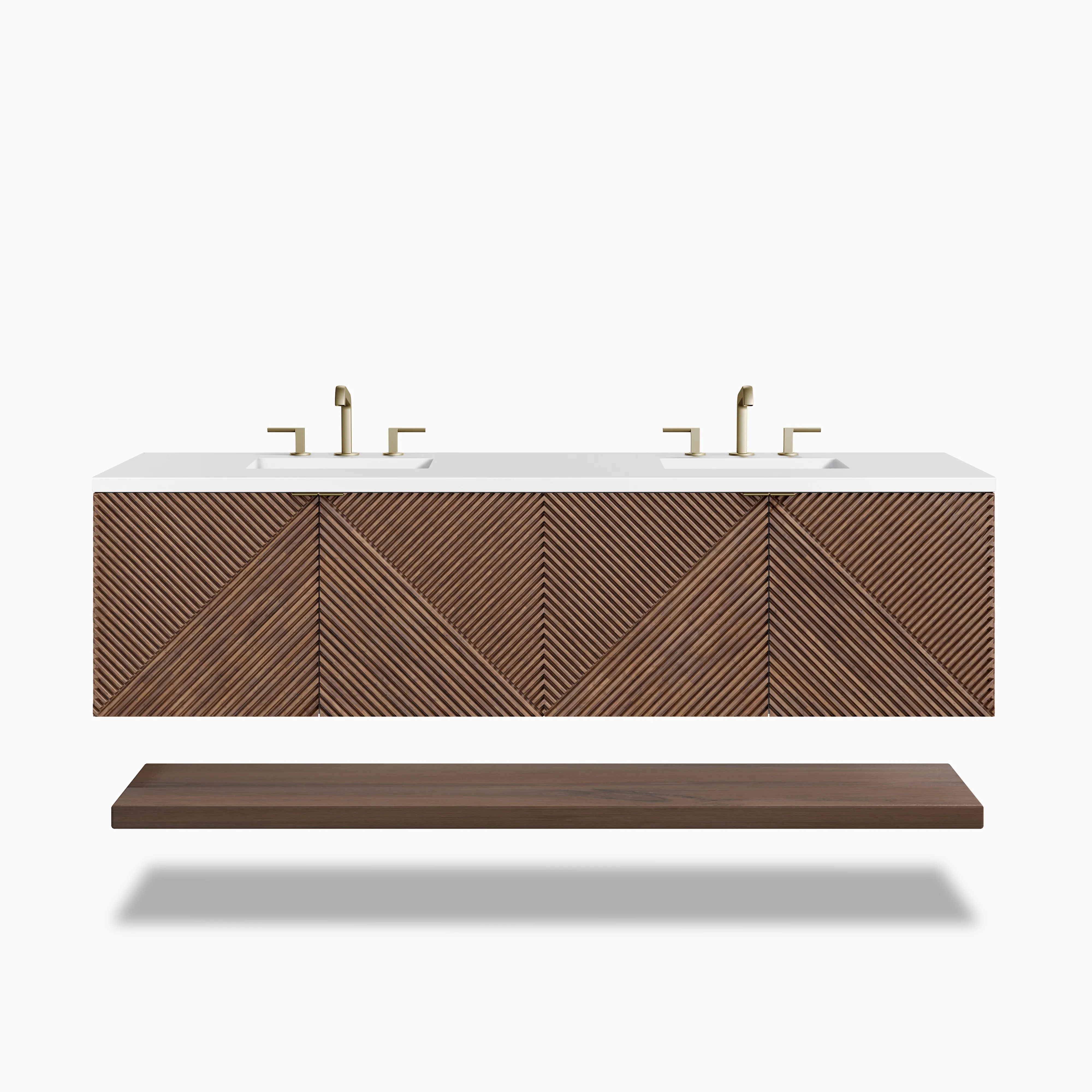 Royce 72" Double Vanity in Chestnut with 3 cm White Zeus Quartz Top