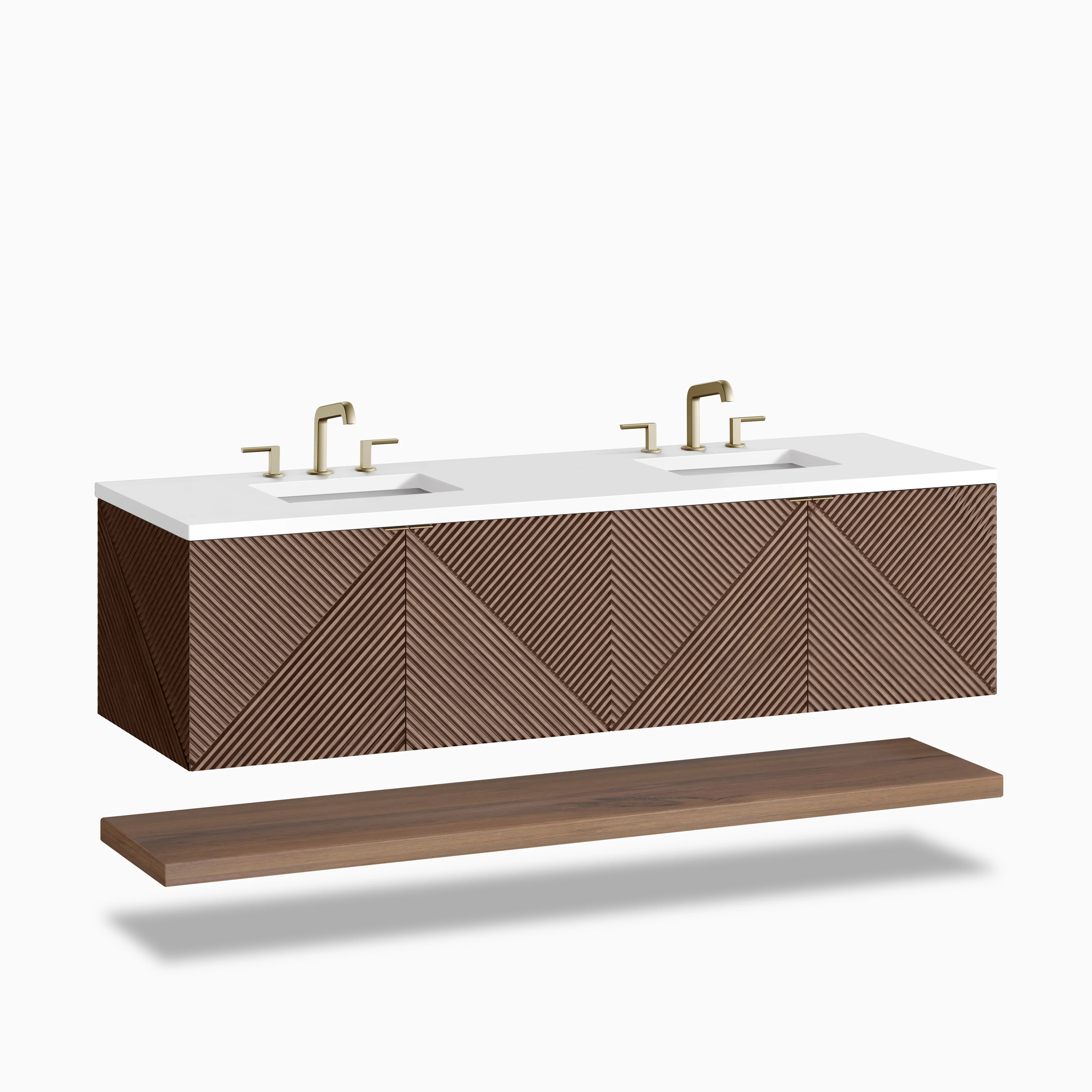 Royce 72" Double Vanity in Chestnut with 3 cm White Zeus Quartz Top - Image 3