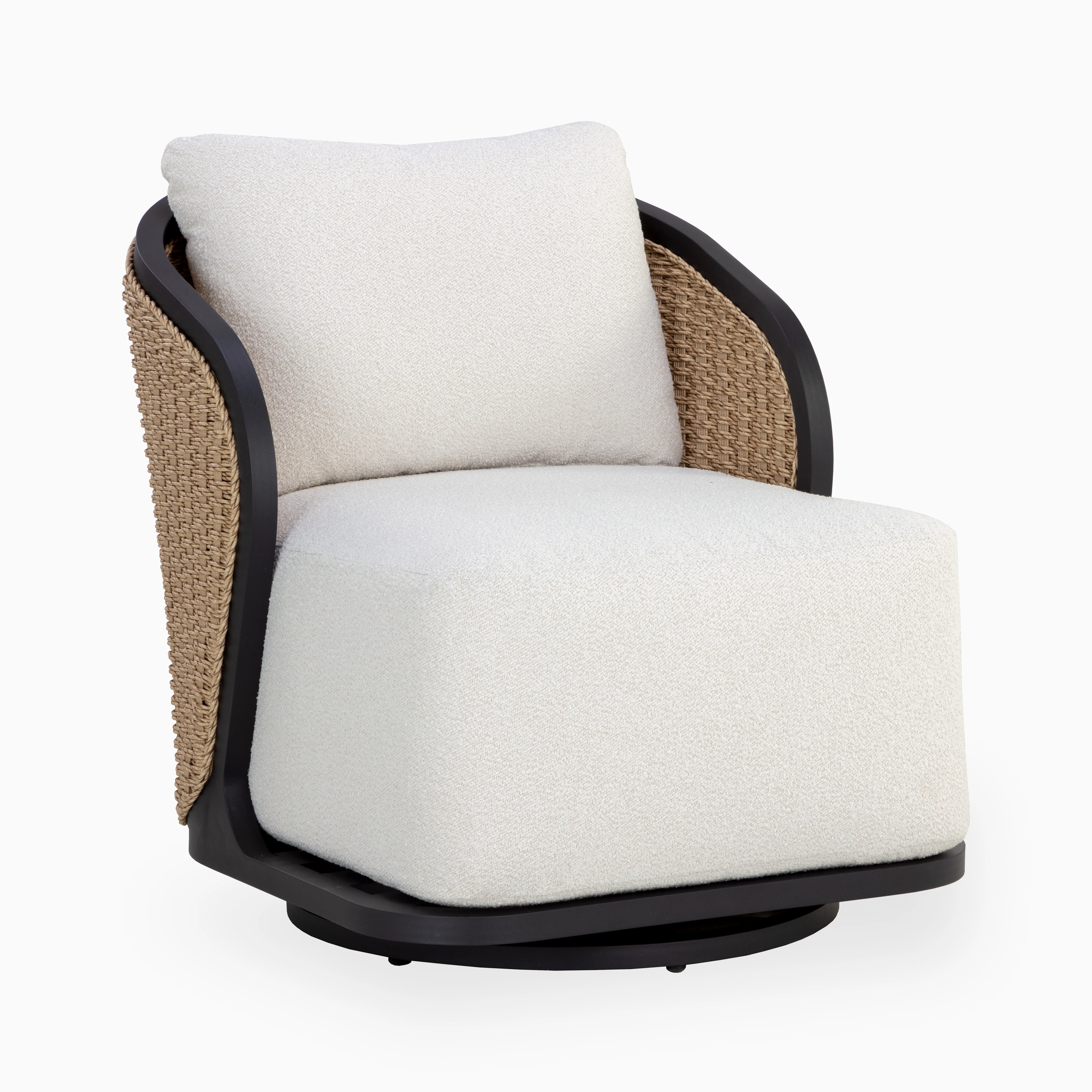 Sabine Outdoor Swivel Chair in Cream