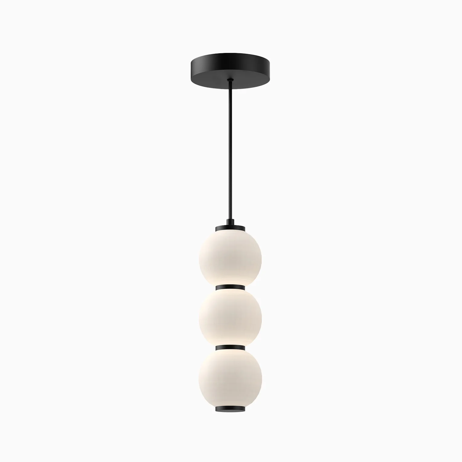 Sadie 7" Glass LED Pendant in Matte Black/Opal Matte, Universal Voltage