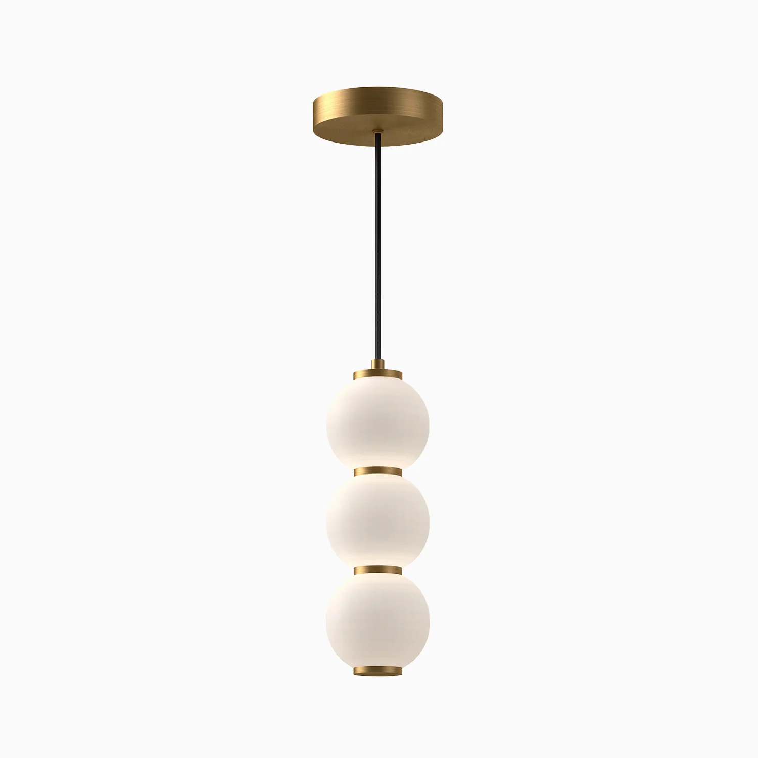 Sadie 7" LED Pendant in Aged Gold/Opal Matte Glass, Universal Voltage