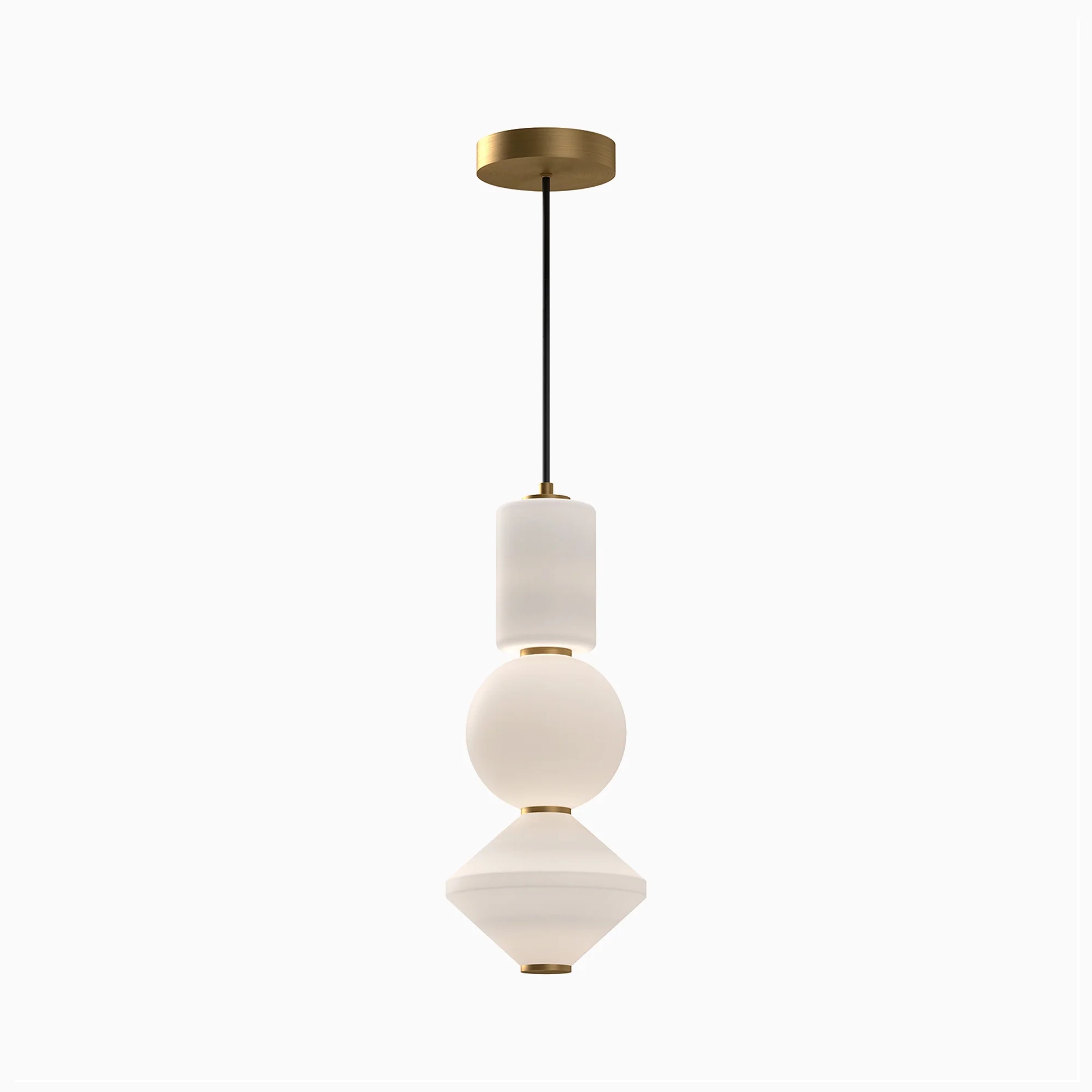 Sadie 8" LED Pendant in Aged Gold/Opal Matte Glass, Universal Voltage