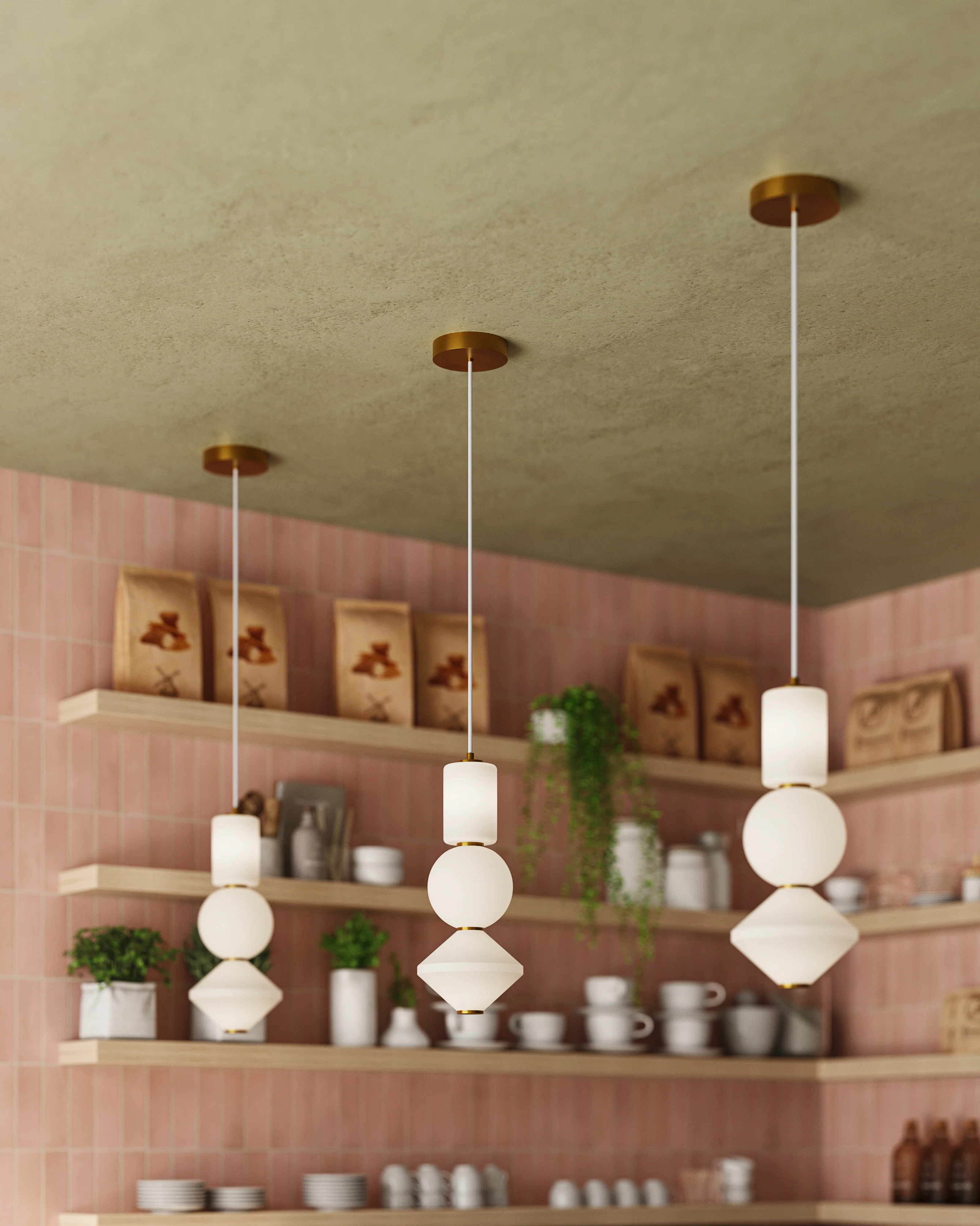 Sadie 8" LED Pendant in Aged Gold/Opal Matte Glass, Universal Voltage - Image 2