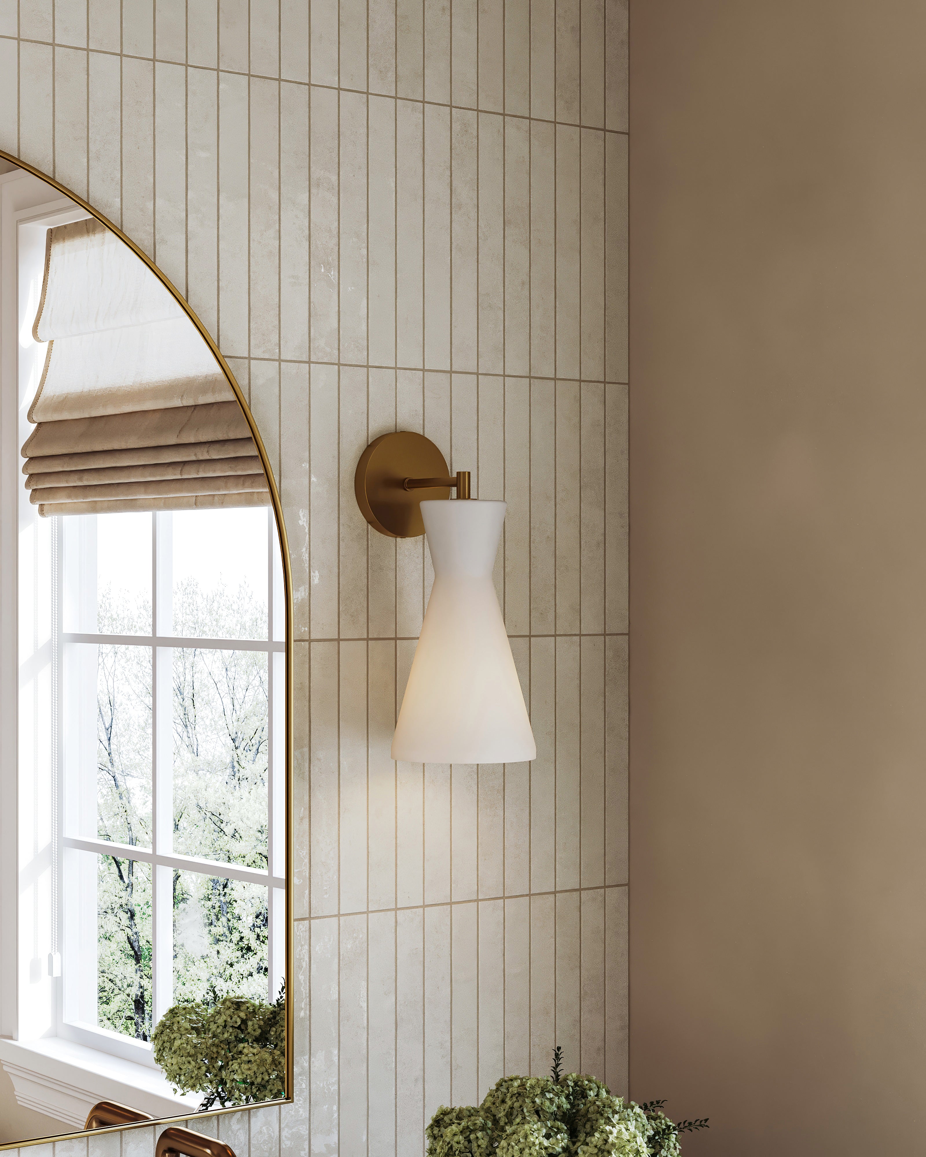 Sally 6" 1 Light Wall/Vanity Light in Aged Gold/Opal Glass - Image 2