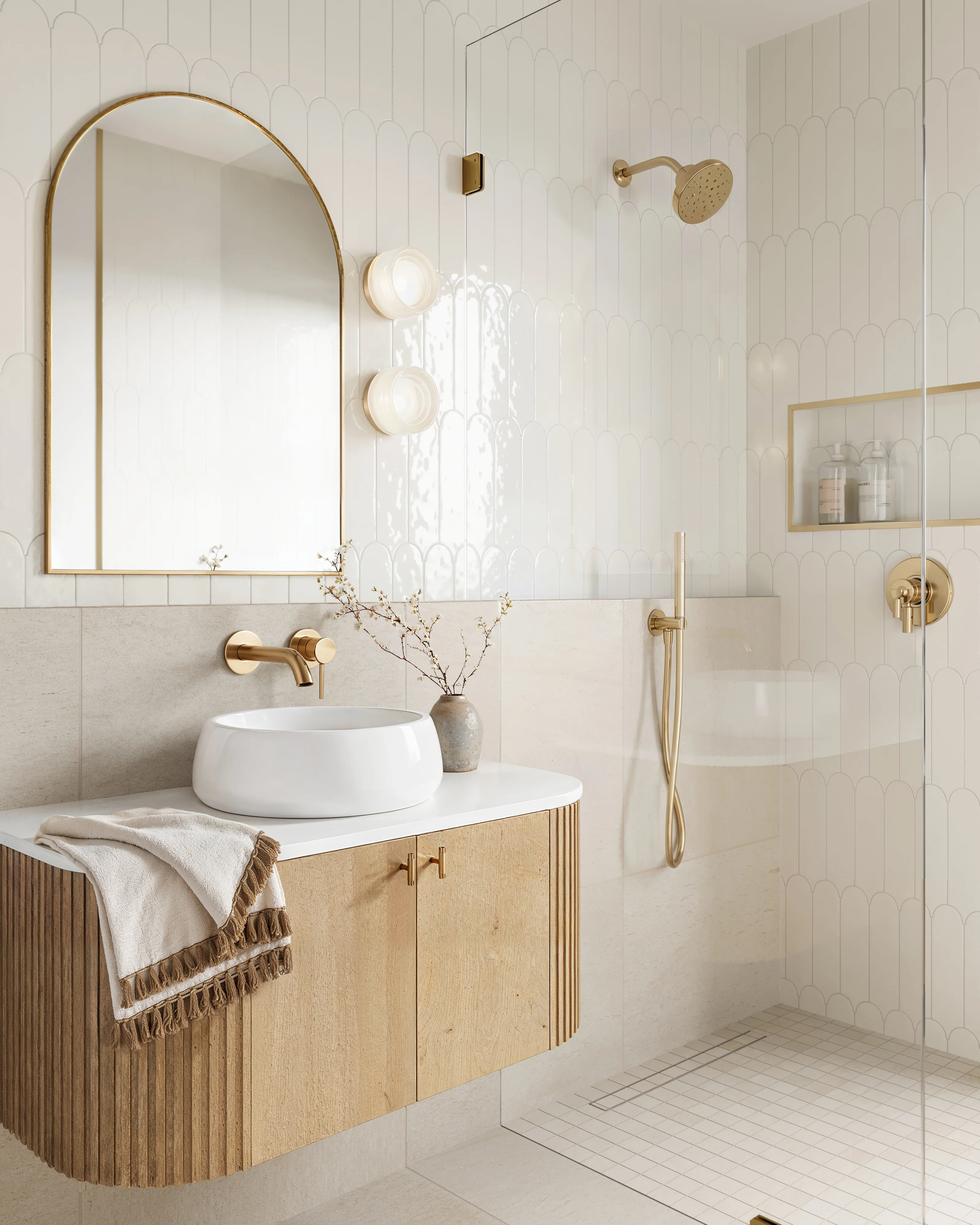 Sarina 3x12 Glossy Ceramic Fishscale Tile in White Ice - Image 9