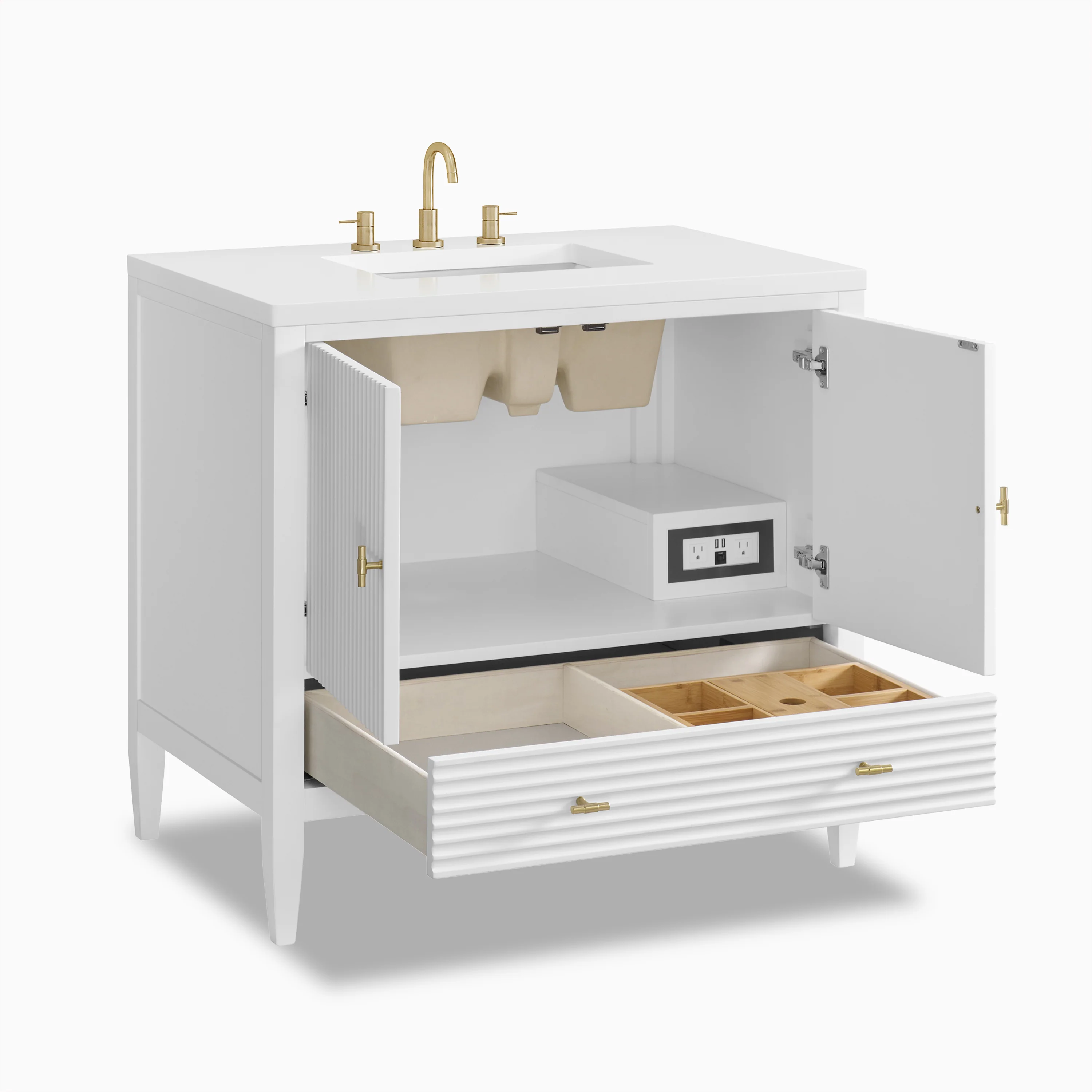 Sasha 36" Single Vanity in Bright White with 3 cm White Zeus Quartz Top - Image 3